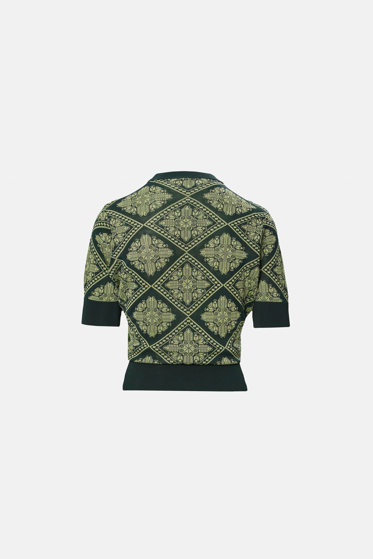 Jacquard Knit Top in olive green