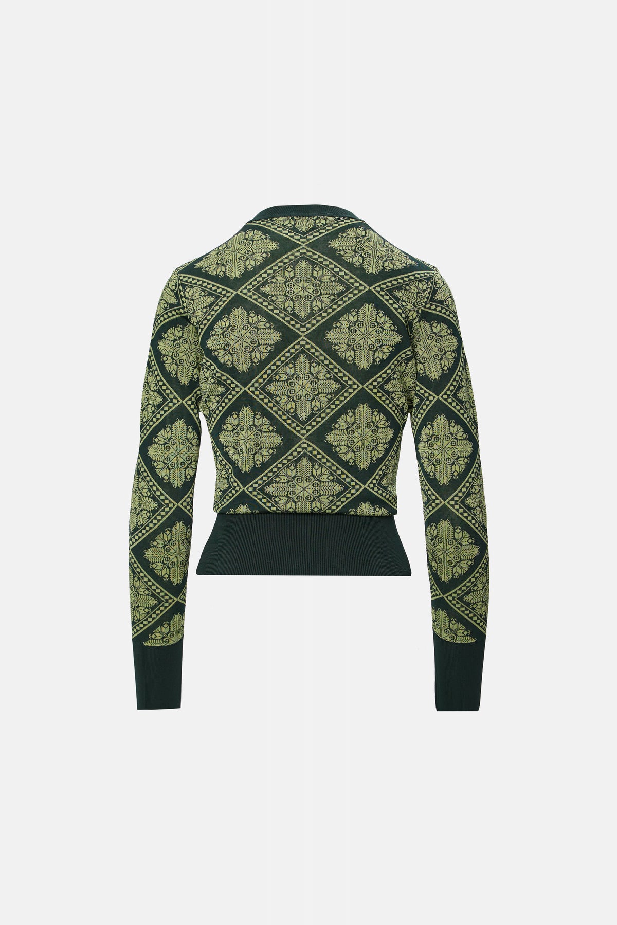 Jacquard knit Cardigan in olive green