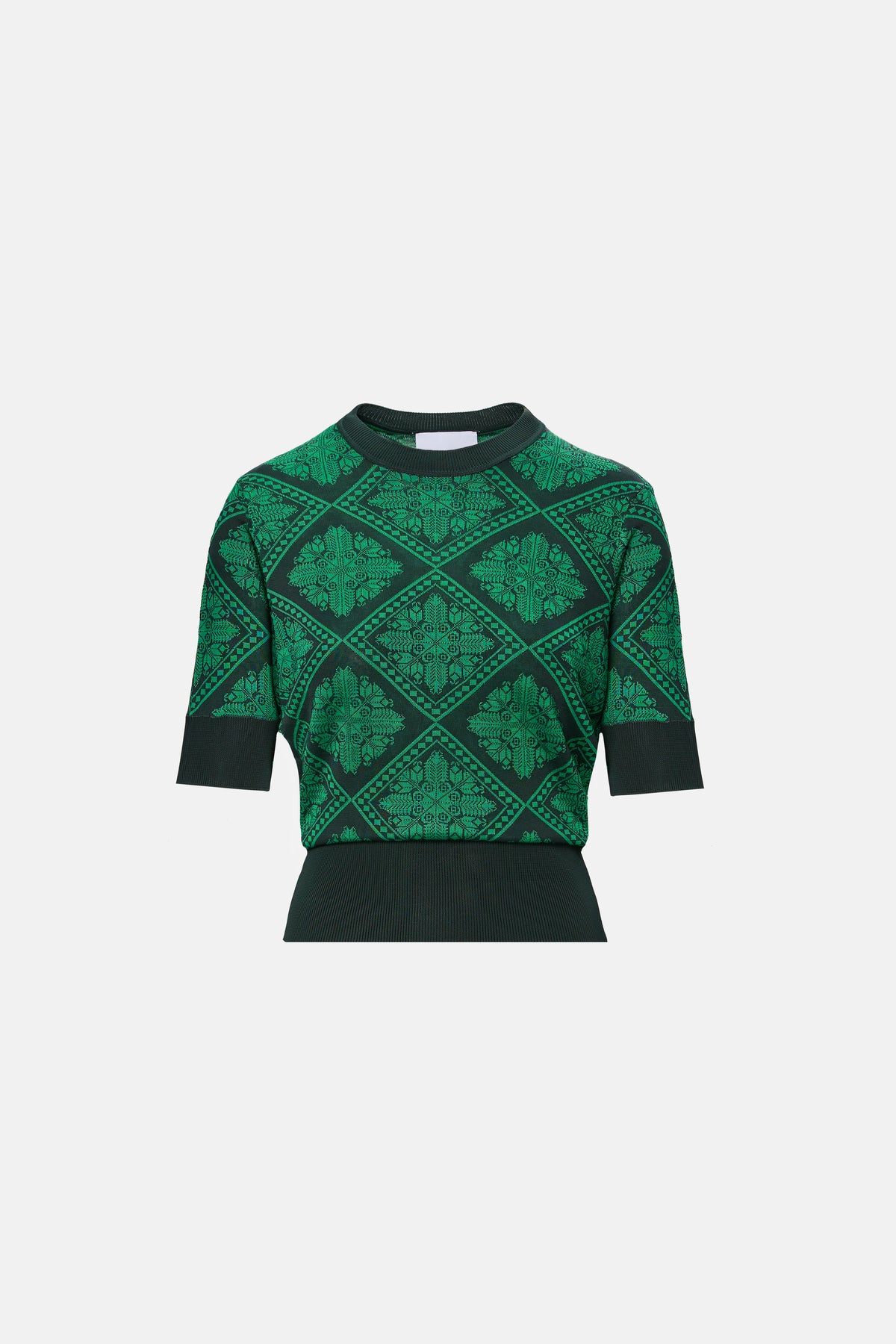 Jacquard Knit Top in forest green