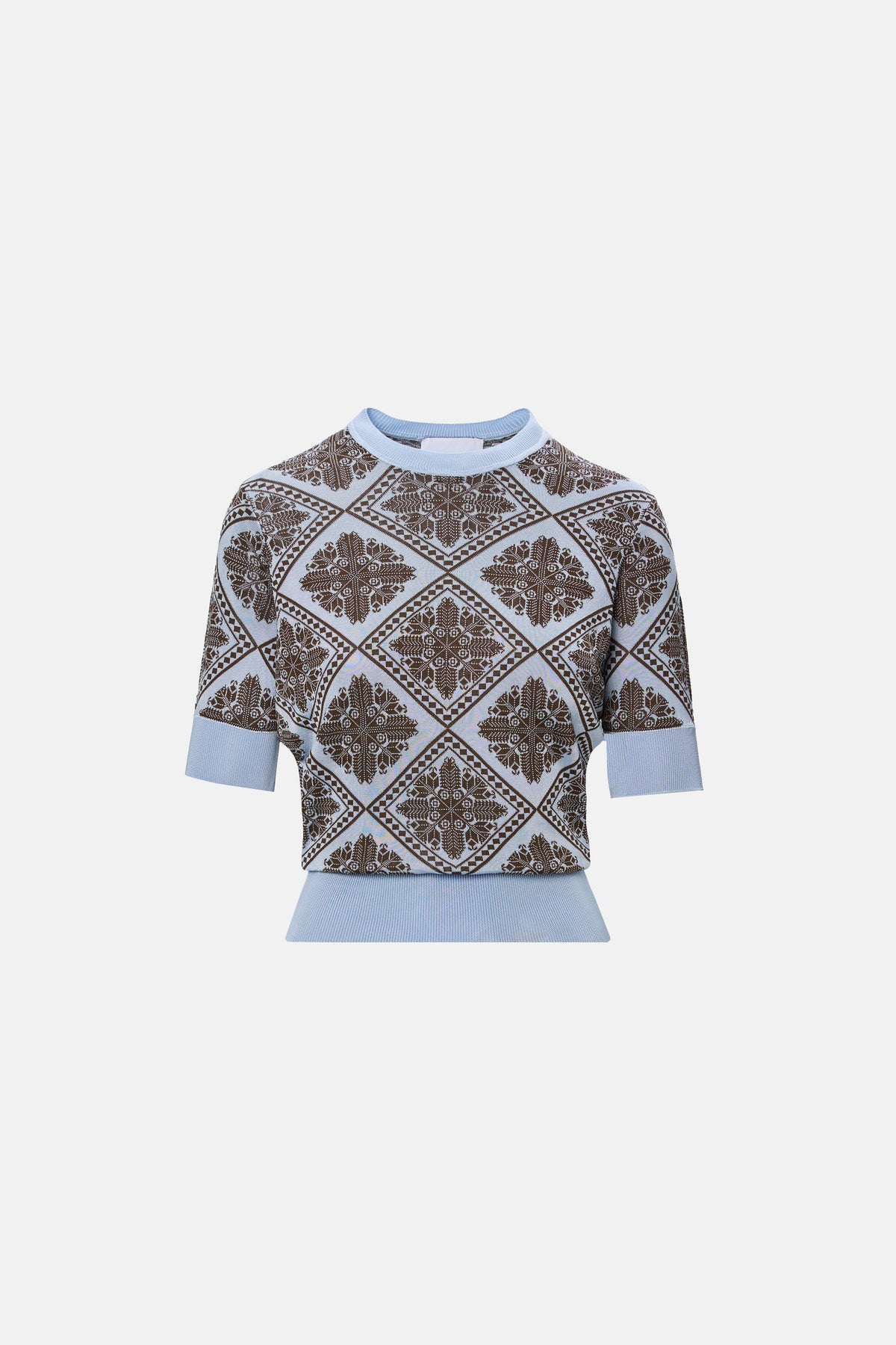 Jacquard Knit Top in light blue