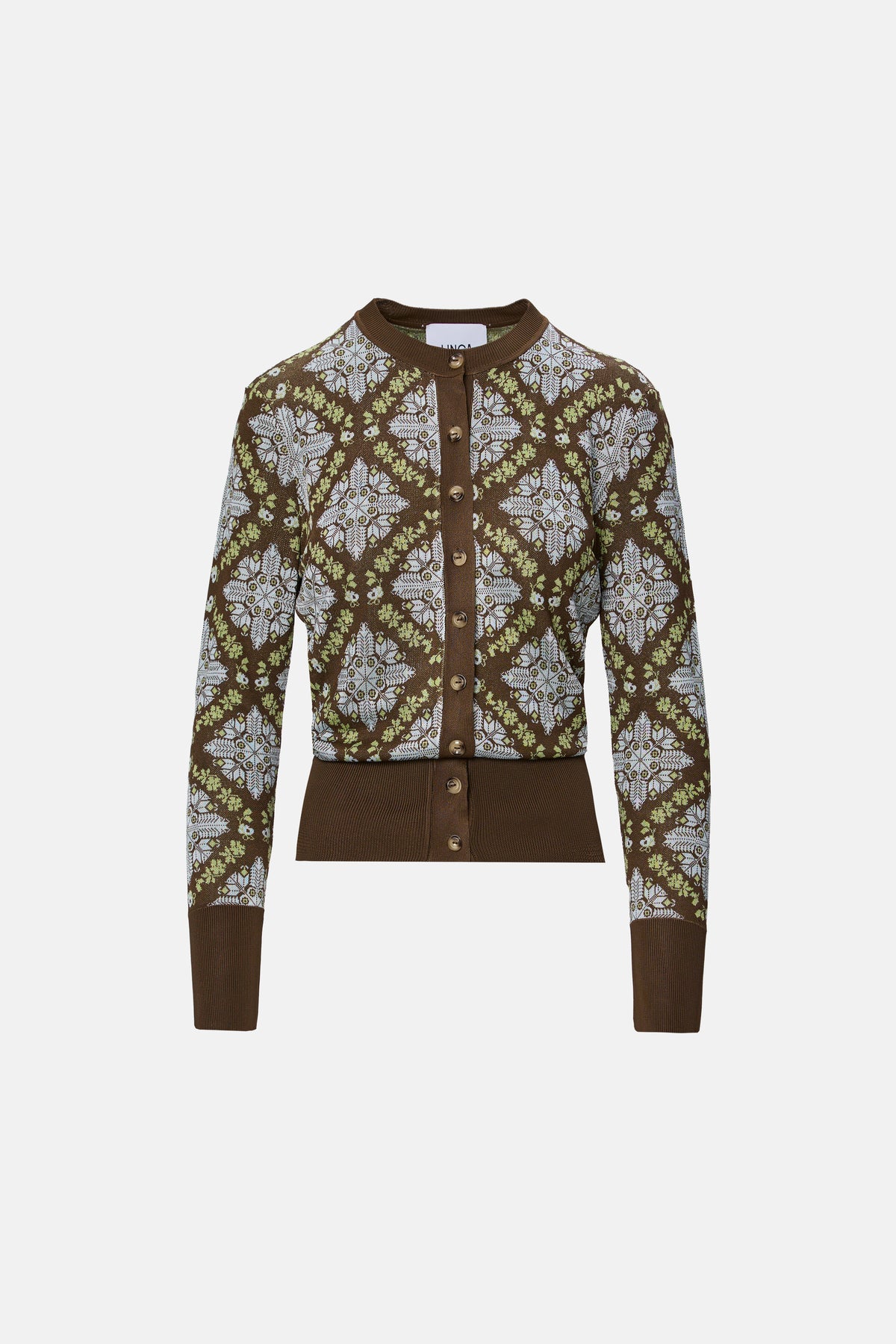 Cardigan tricotat jacquard maro