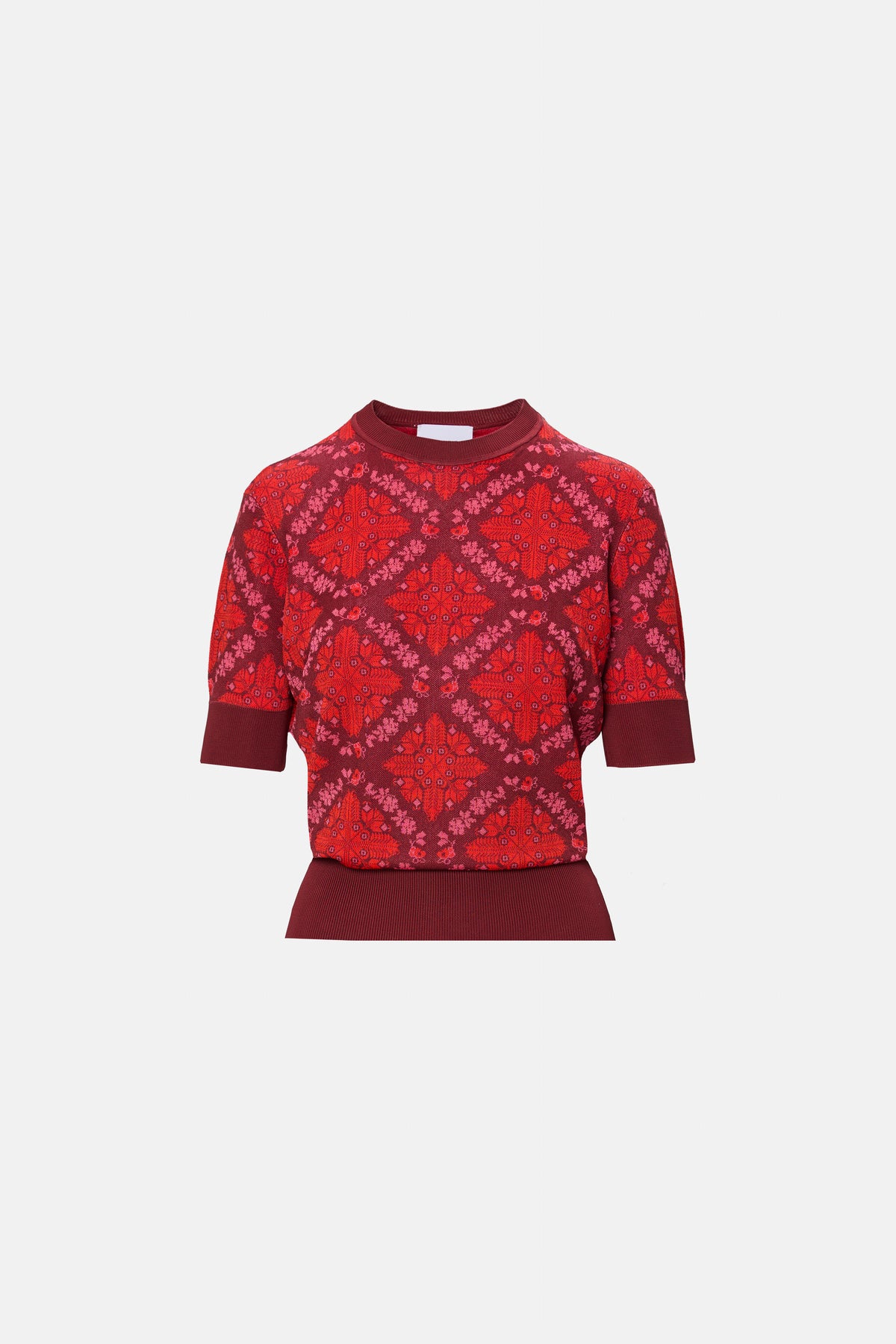 Top tricotat jacquard Burgundy