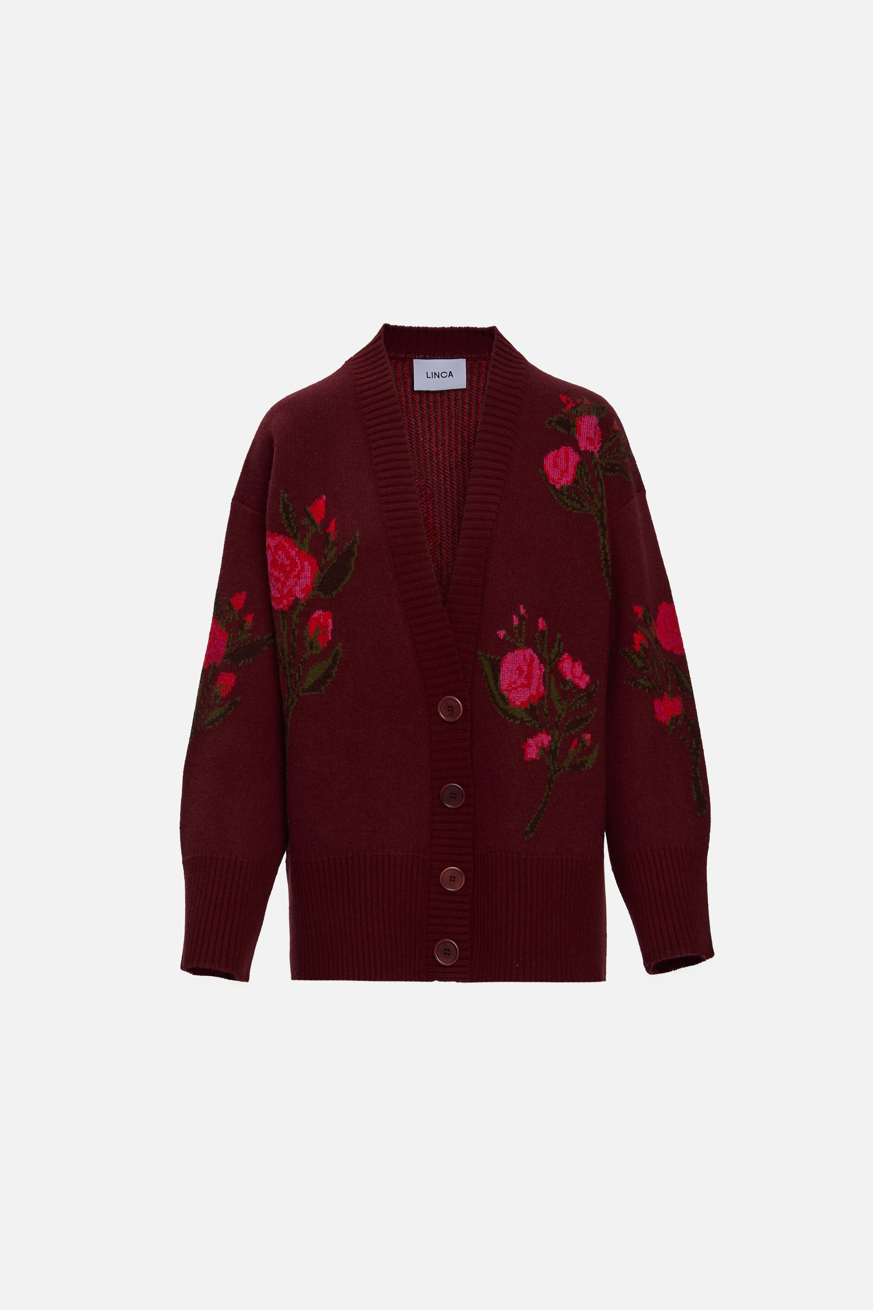 Cardigan jacquard burgundy
