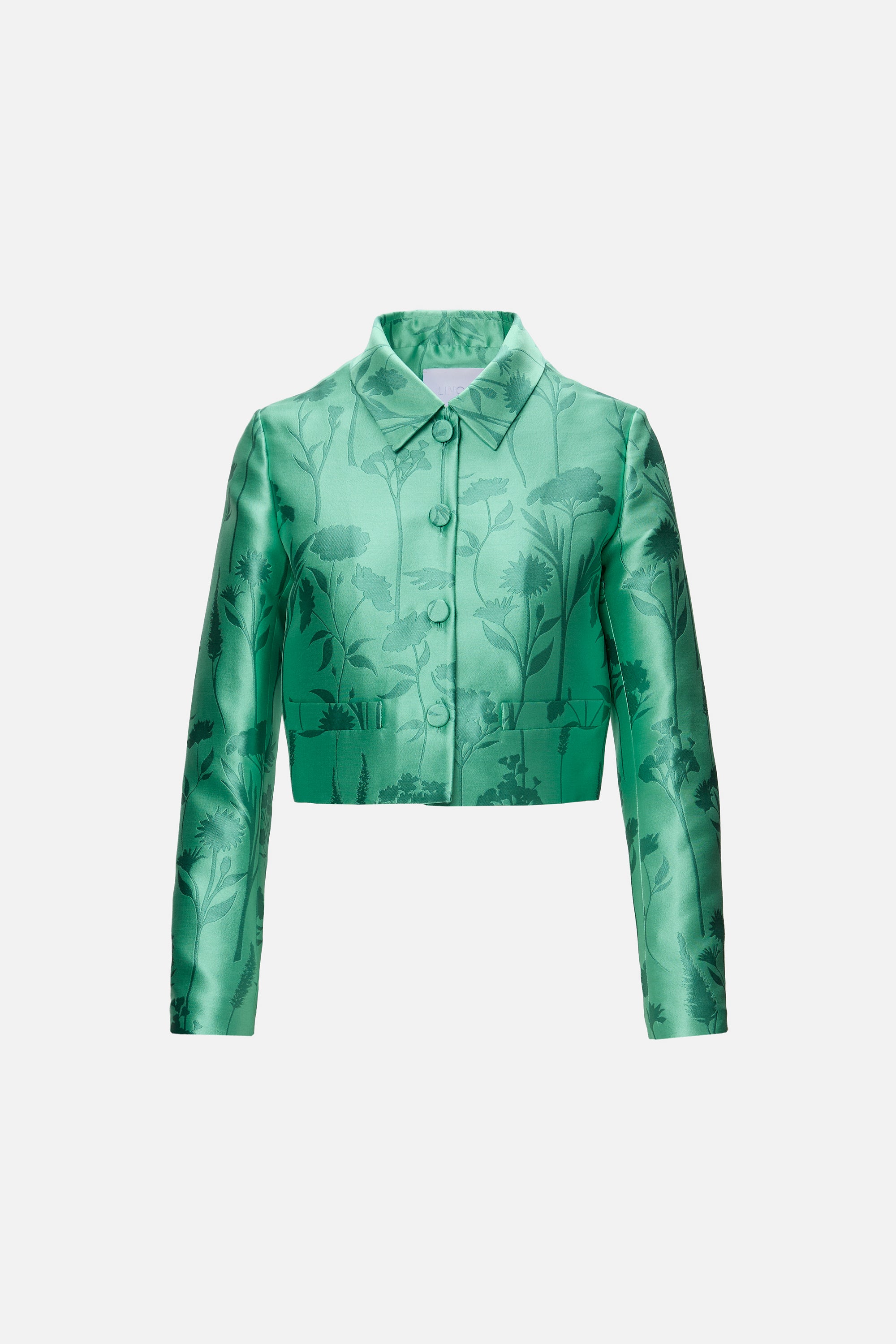 Jachetă Jacquard Florală verde