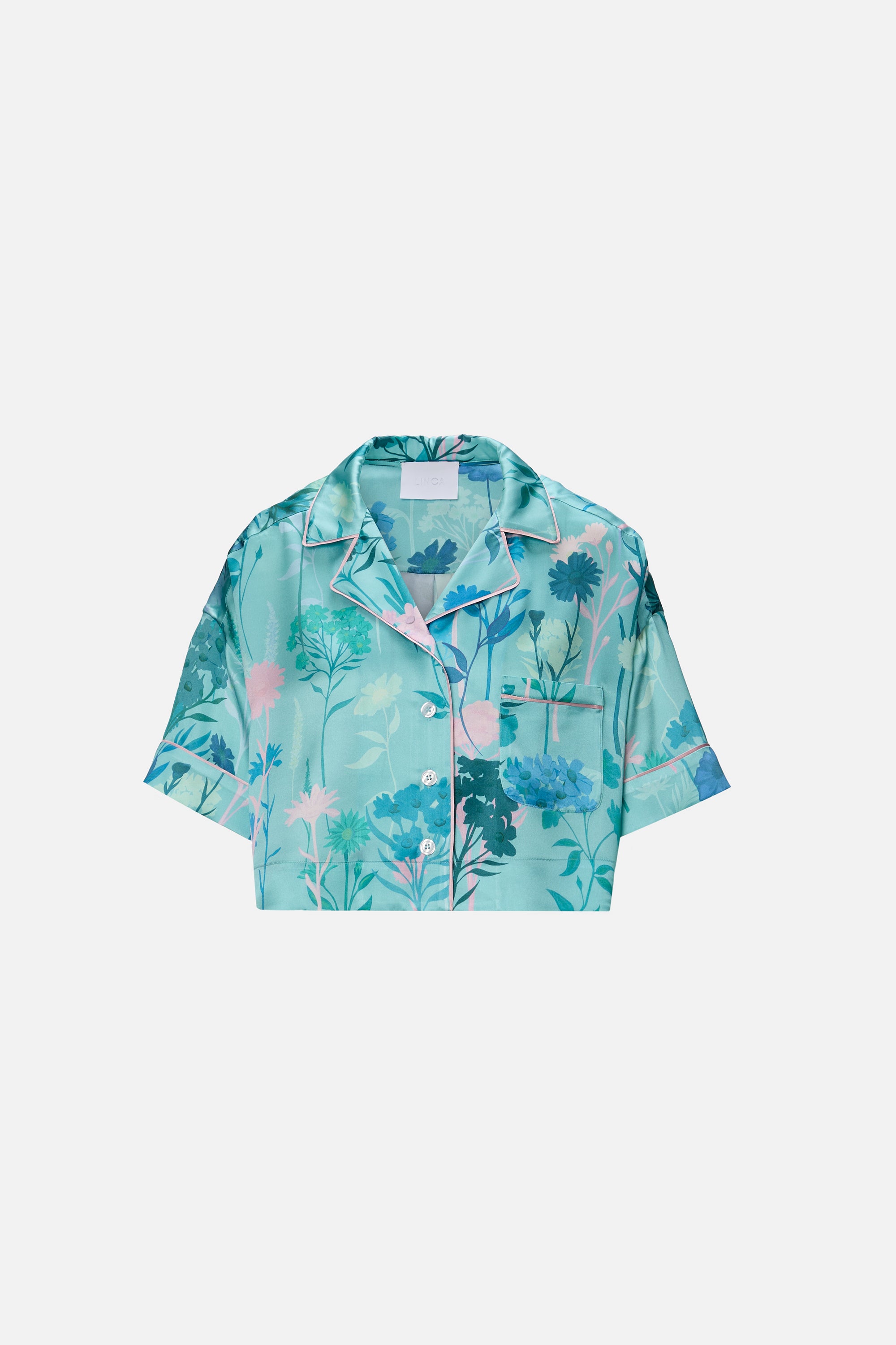 Cămașă Mătase Floral bleu