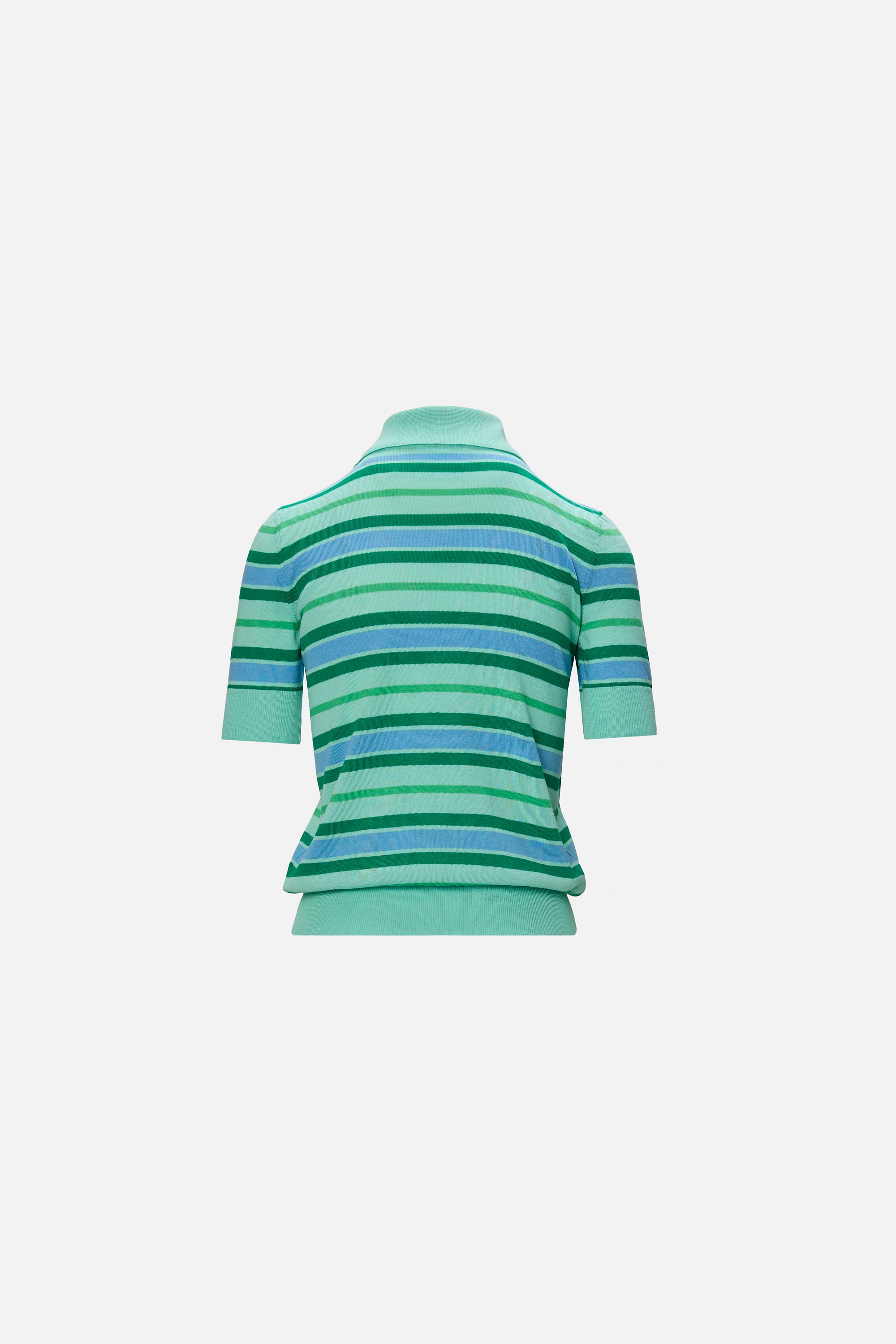 Polo Tricotat cu Dungi Turcoaz