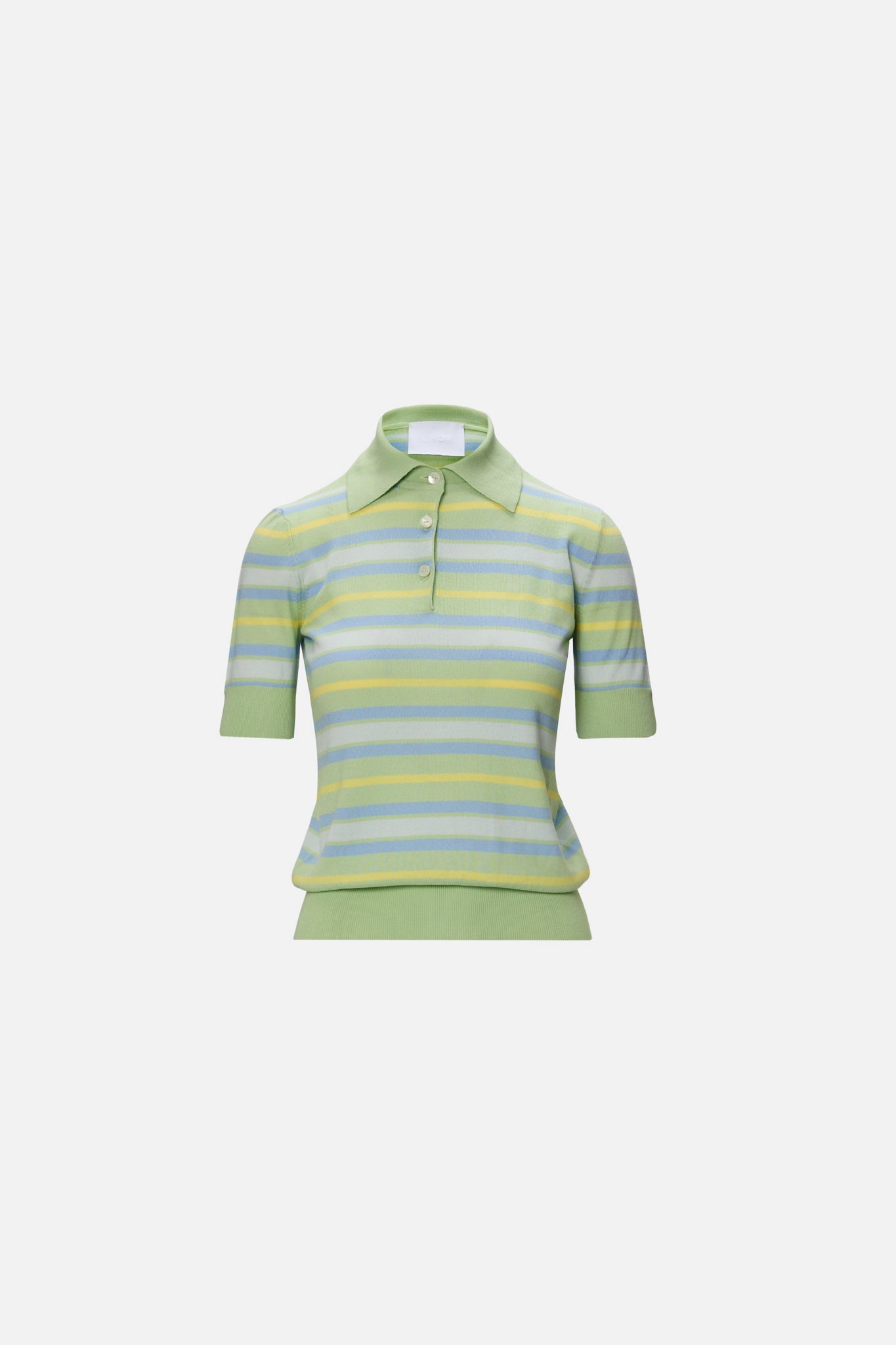 Polo Tricotat cu Dungi Verde