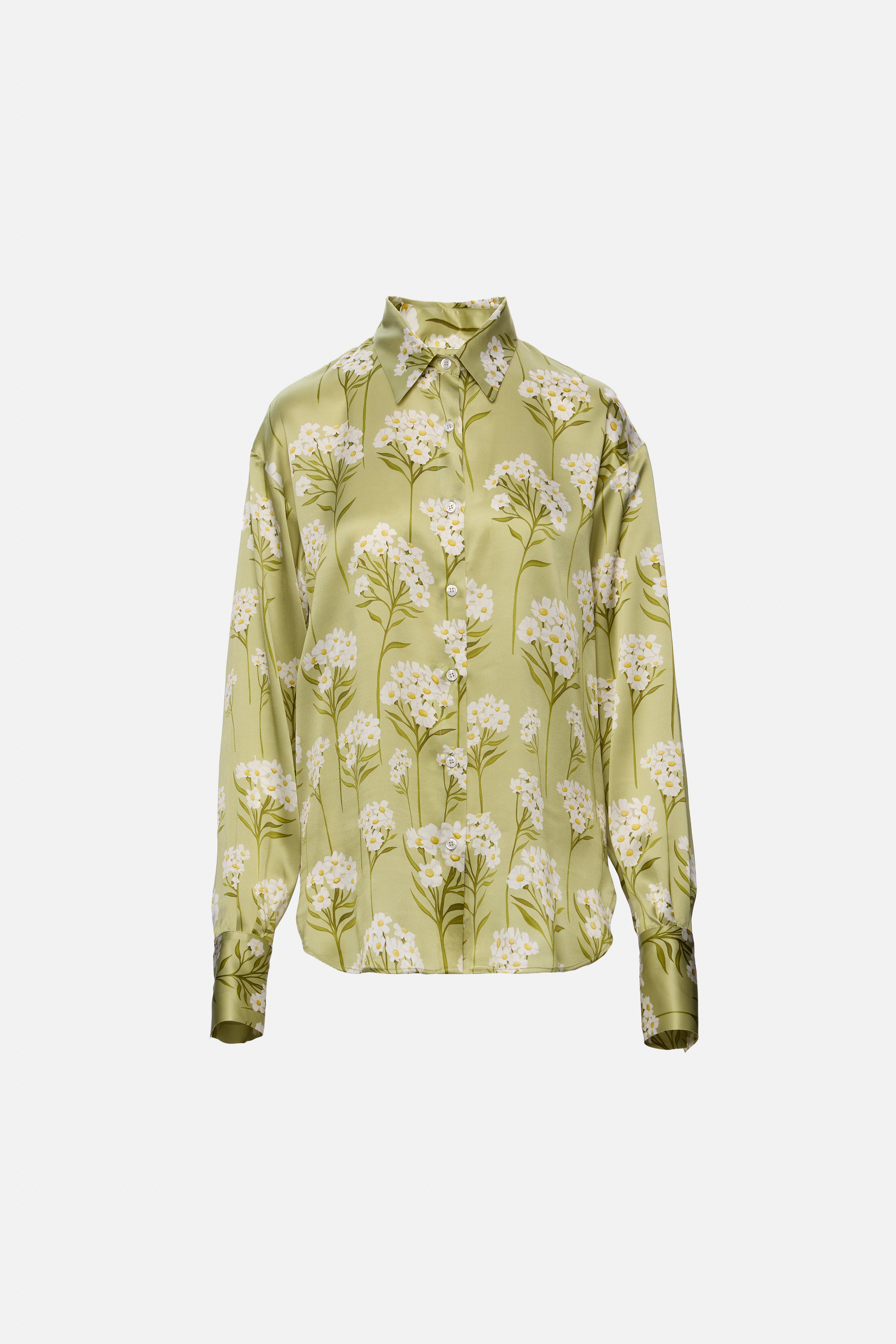 Daisy print silk shirt