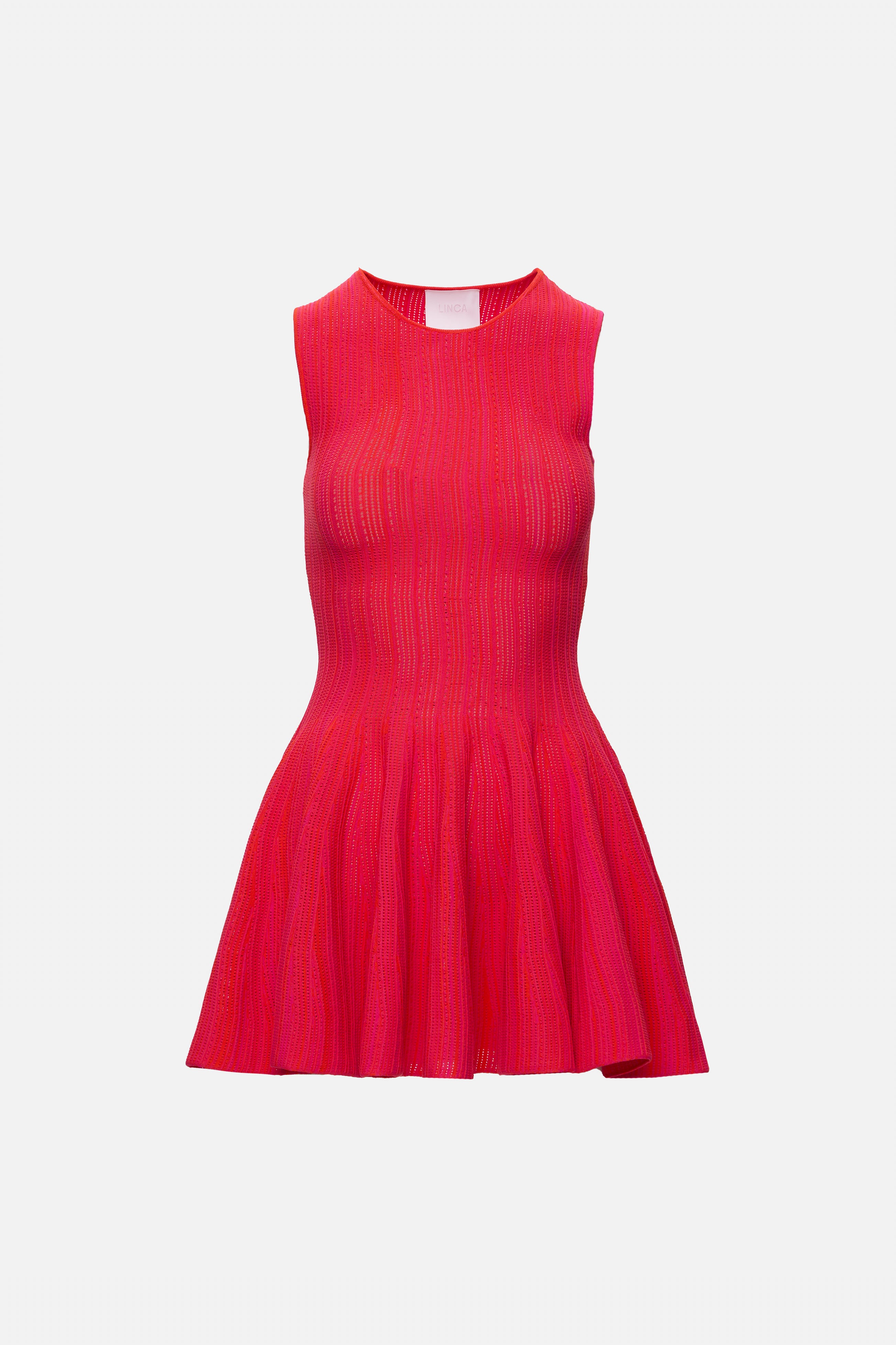 mixed orange and fuchsia knitted dress