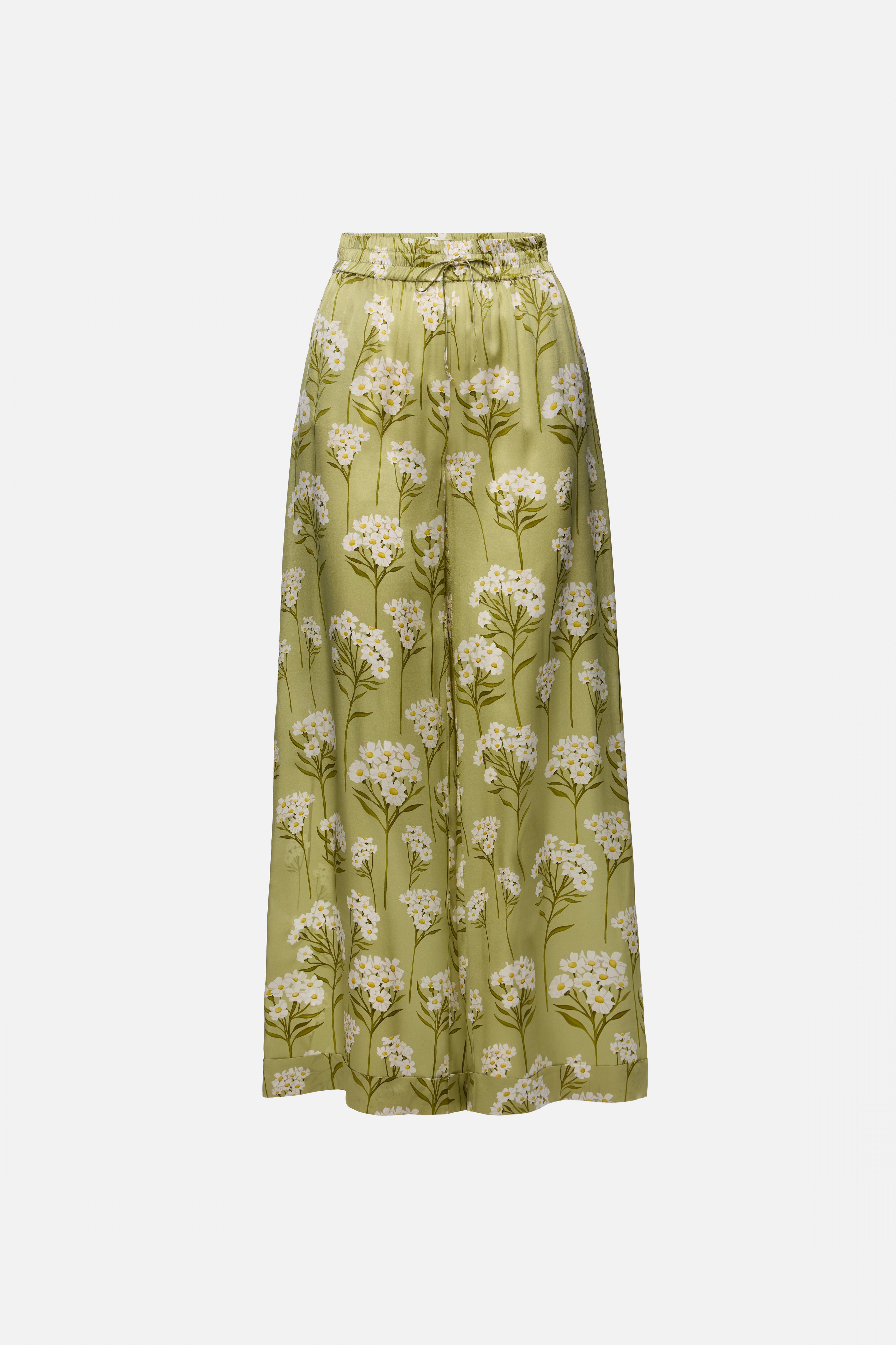 Daisy print silk pants