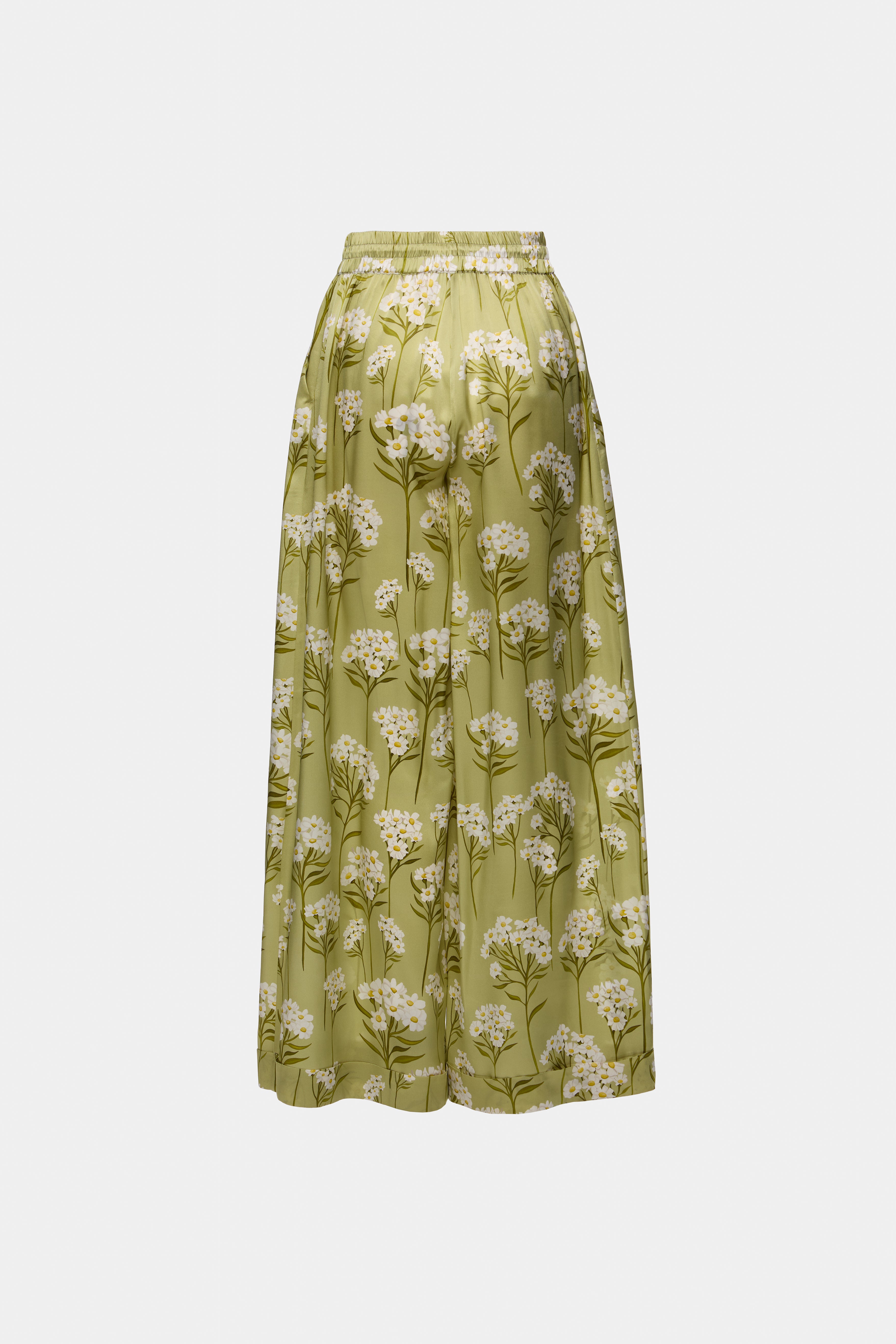 Daisy print silk pants
