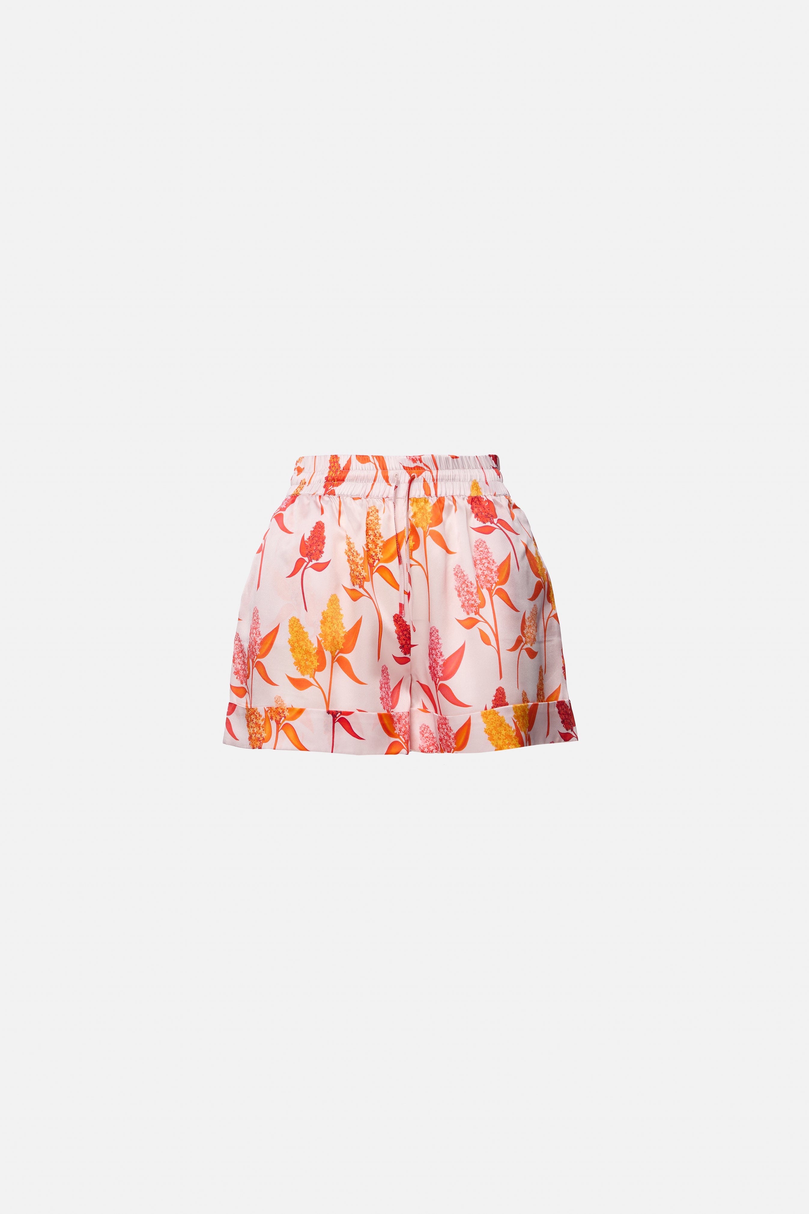 Orange lilac silk shorts