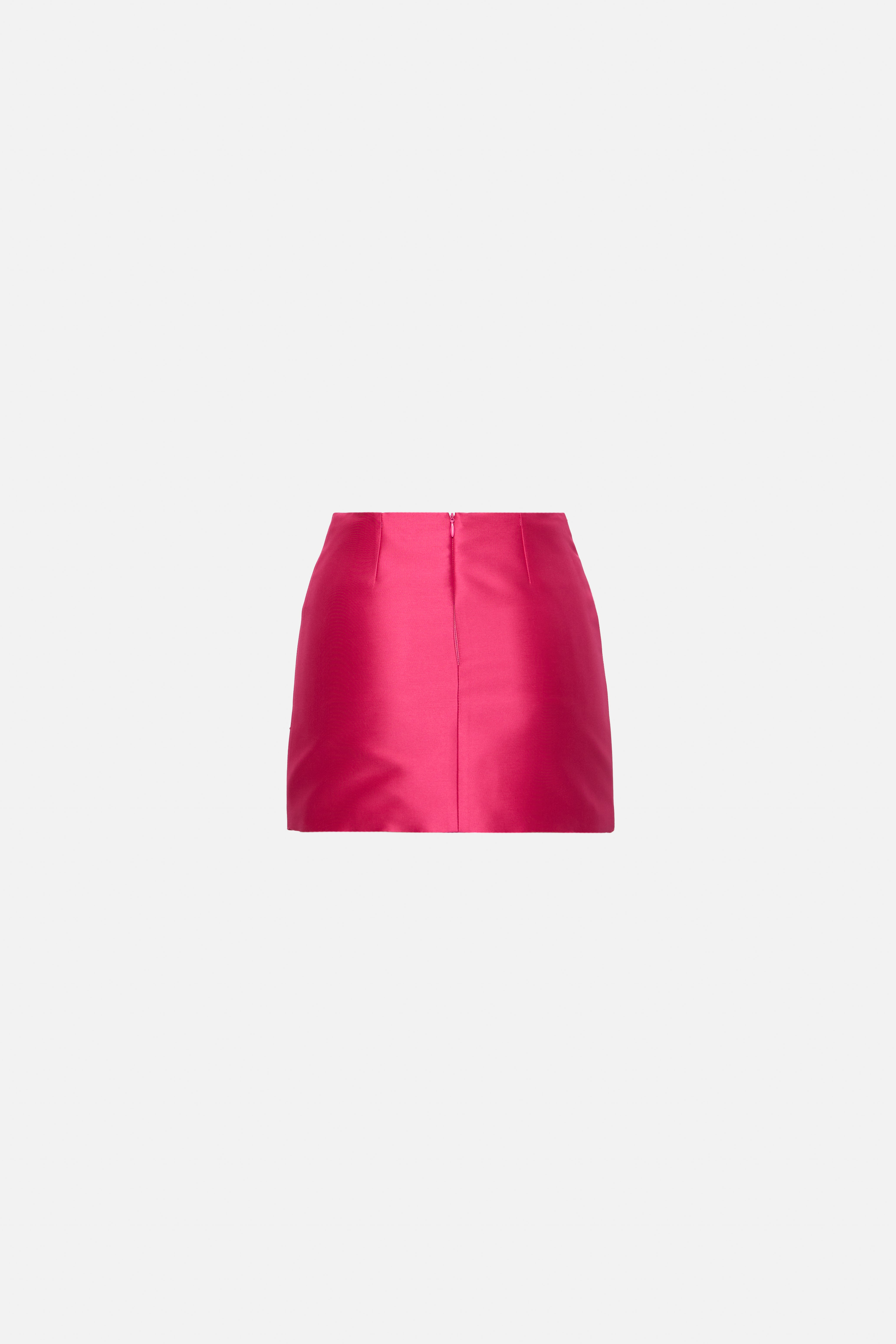 fuchsia shantung skirt with hand embroidery