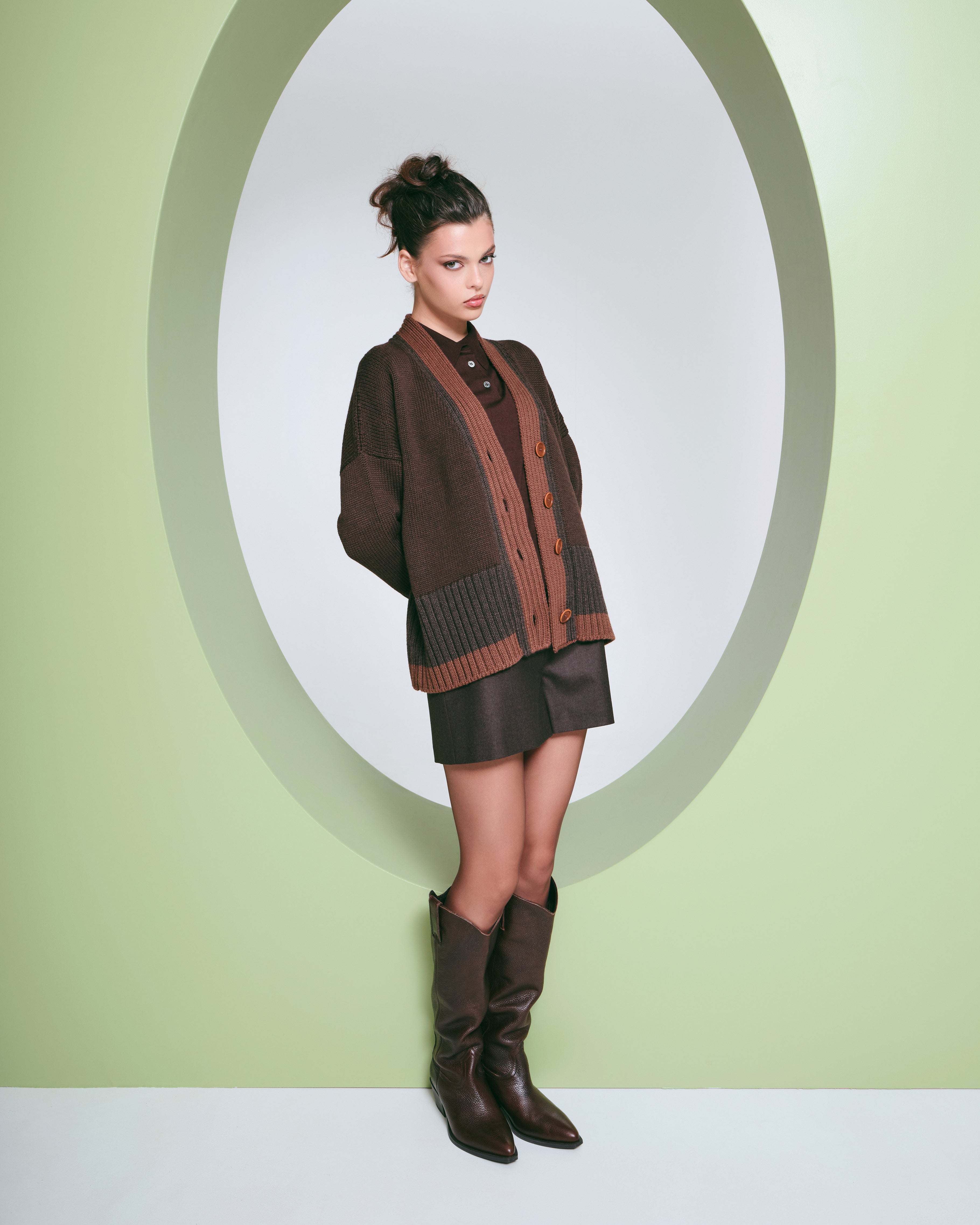 Cardigan oversized în trei tonuri de Maro
