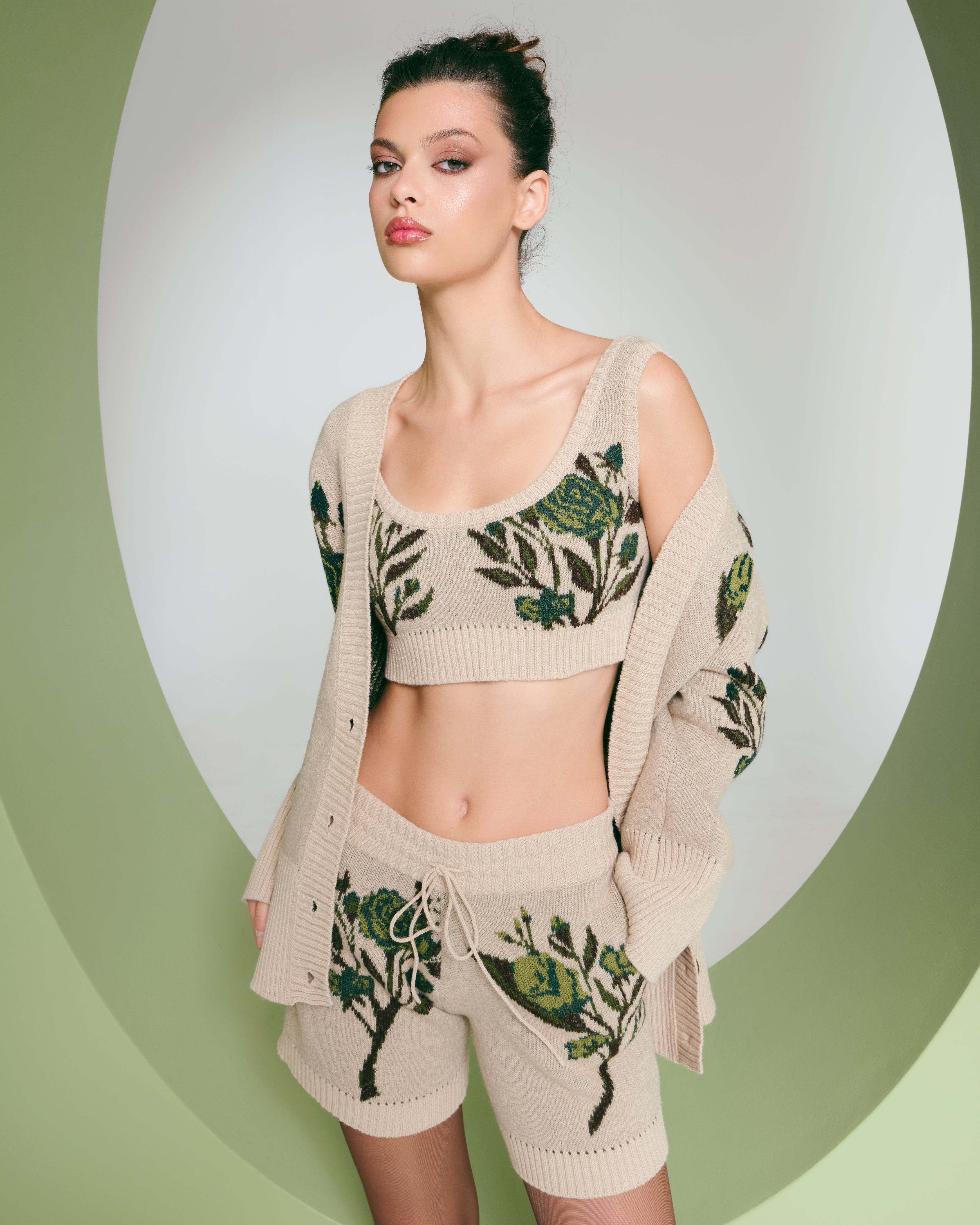 Bustiera jacquard bej