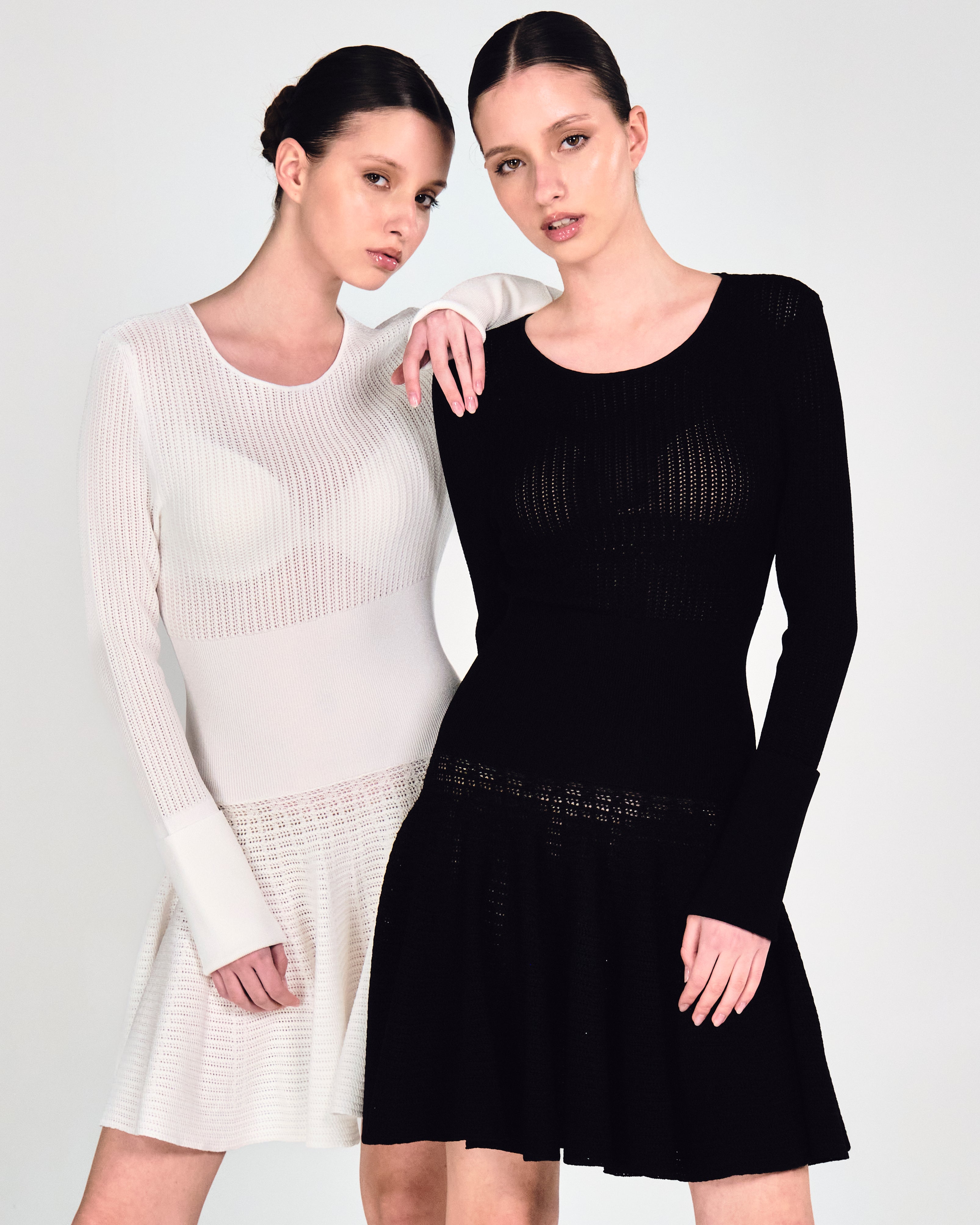 Black knitted crochet dress