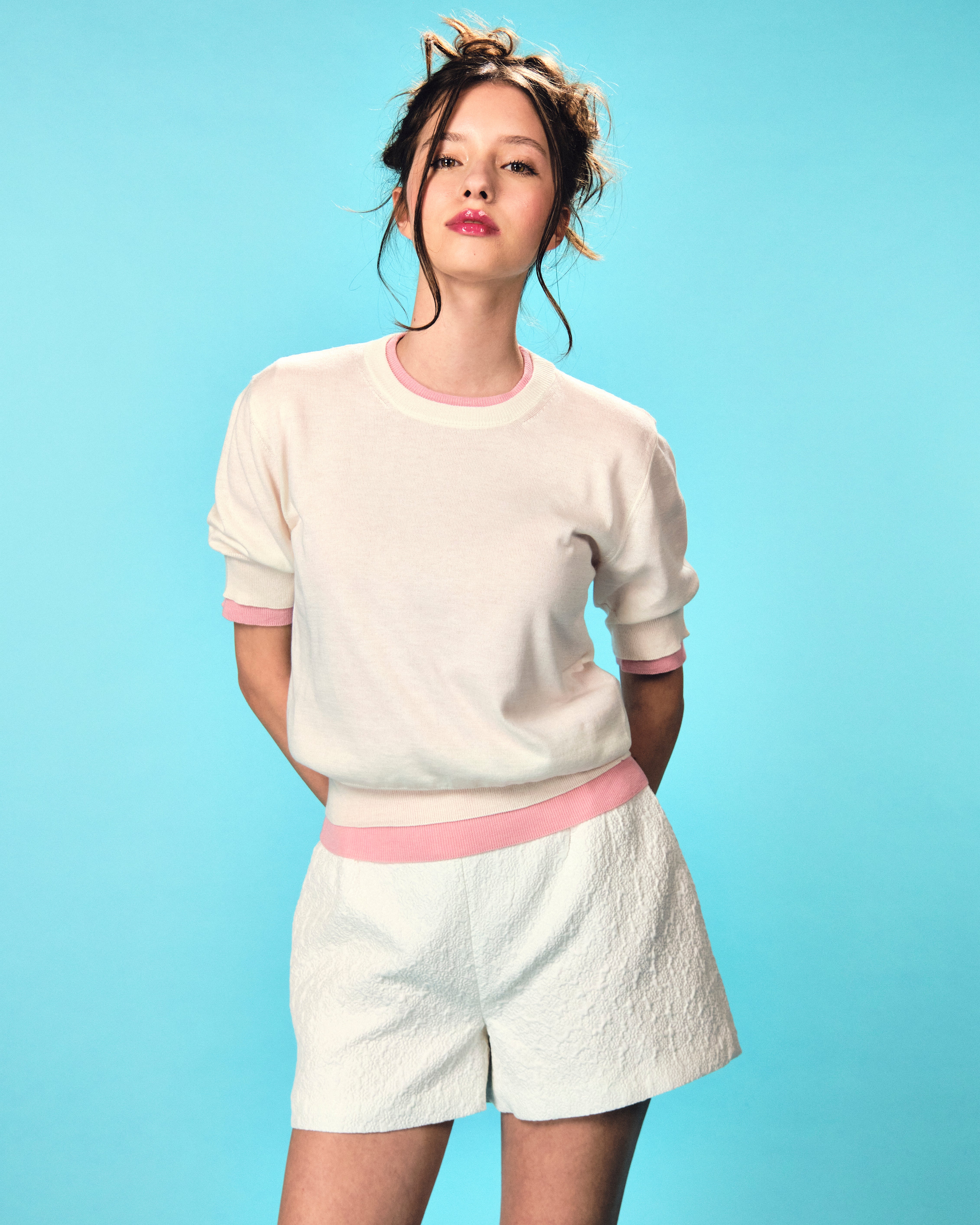 White Jacquard shorts