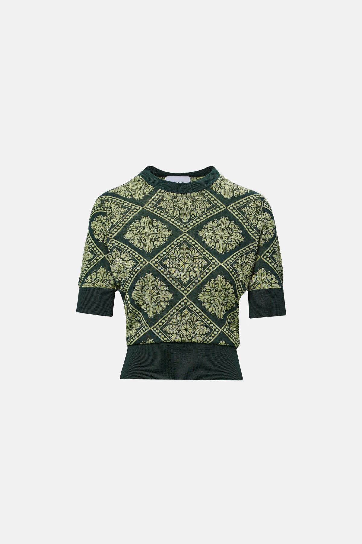 Jacquard Knit Top in olive green 