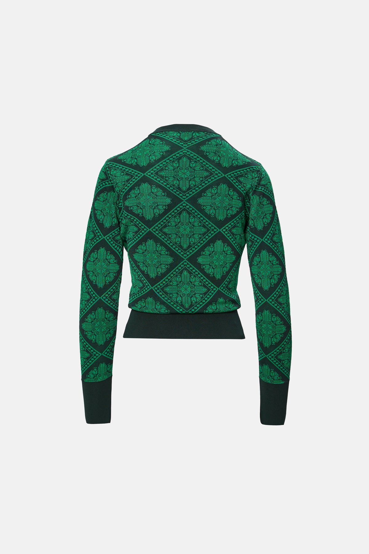 Cardigan tricotat jacquard verde închis