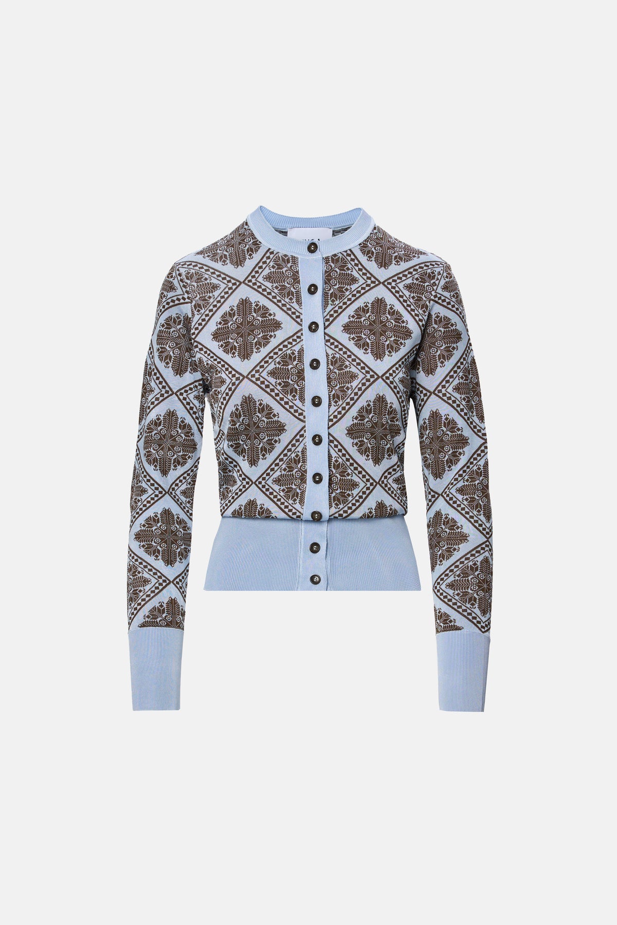 Cardigan tricotat jacquard bleu