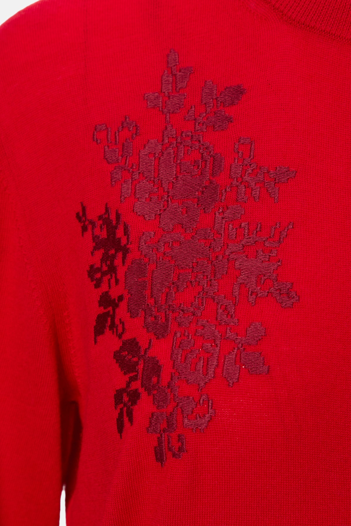 Embroidered Knit Cardigan in red