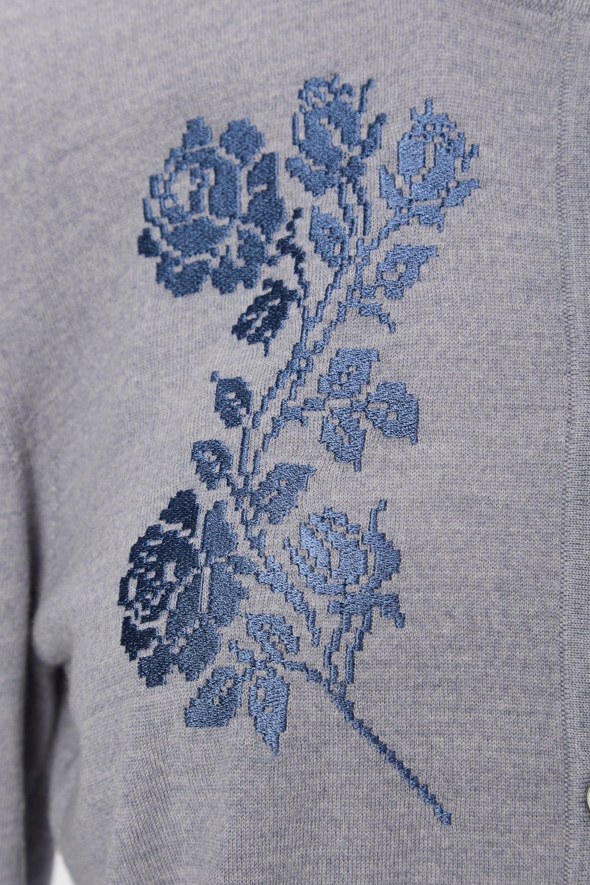 Cardigan lână virgină cu broderie gri