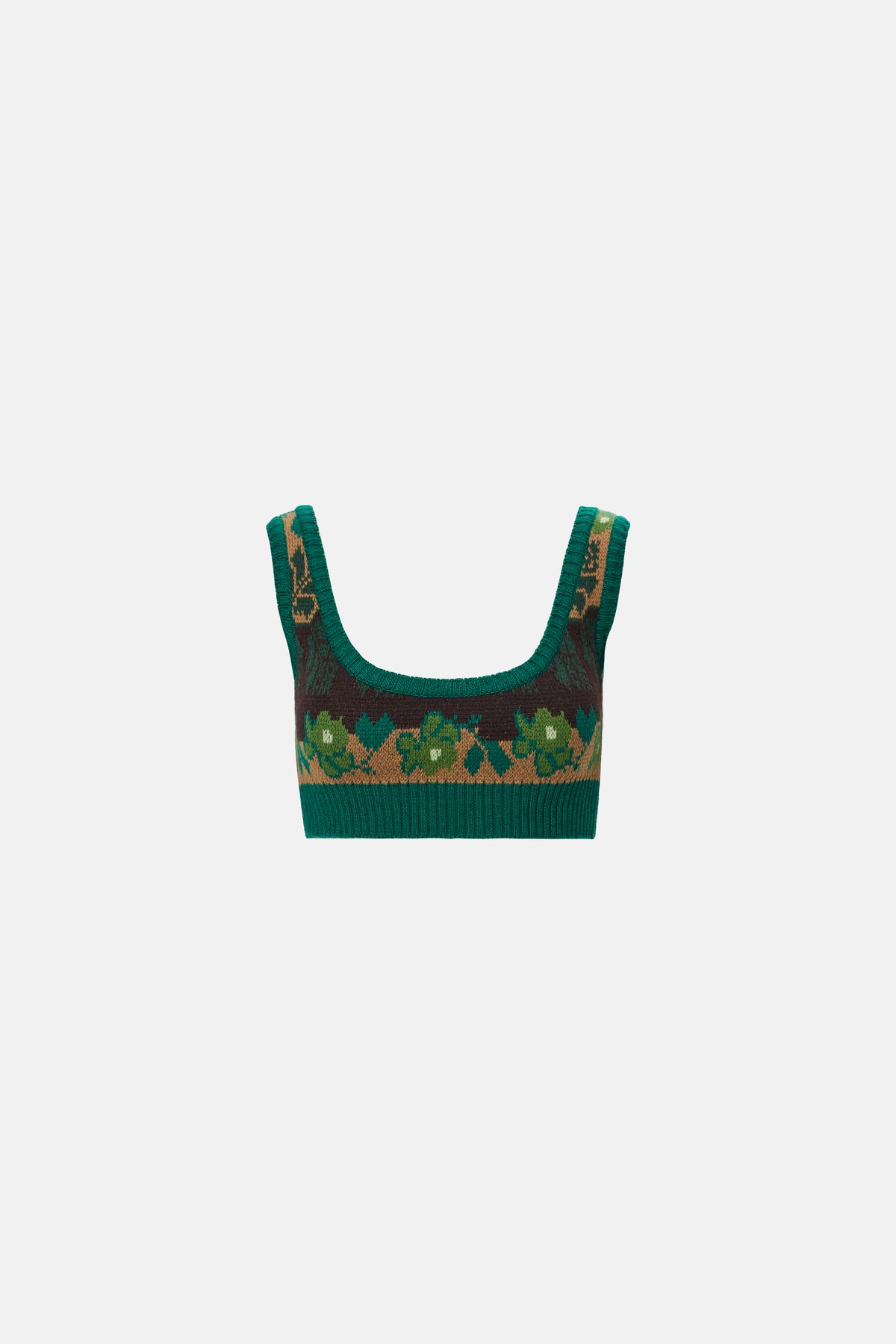 Bustieră tricotată jacquard verde