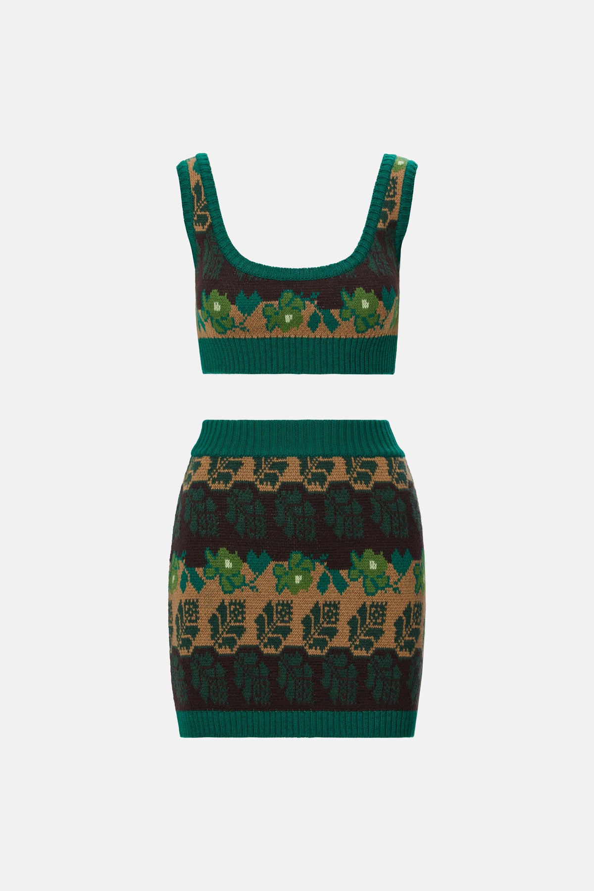 Bustieră tricotată jacquard verde
