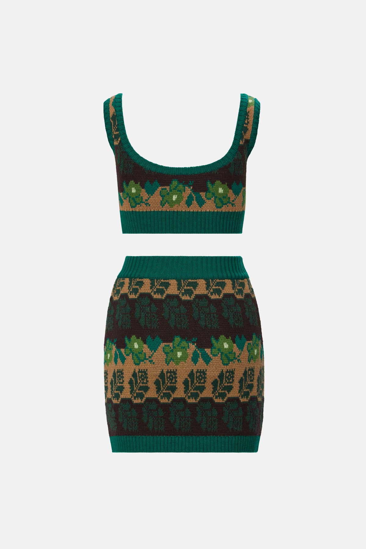Jacquard Knit Mini Skirt in Green