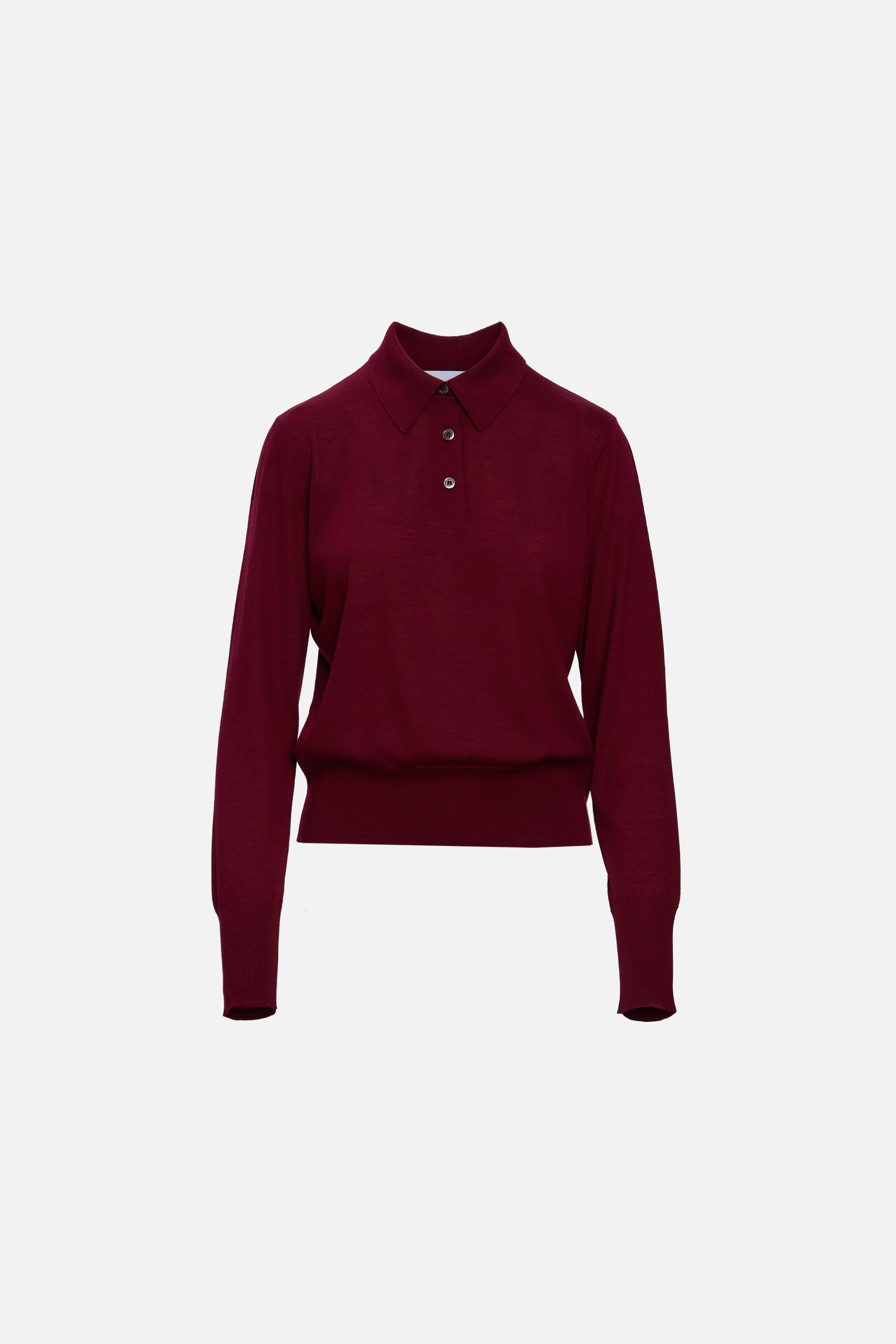 Polo burgundy din mătase, cașmir si lână