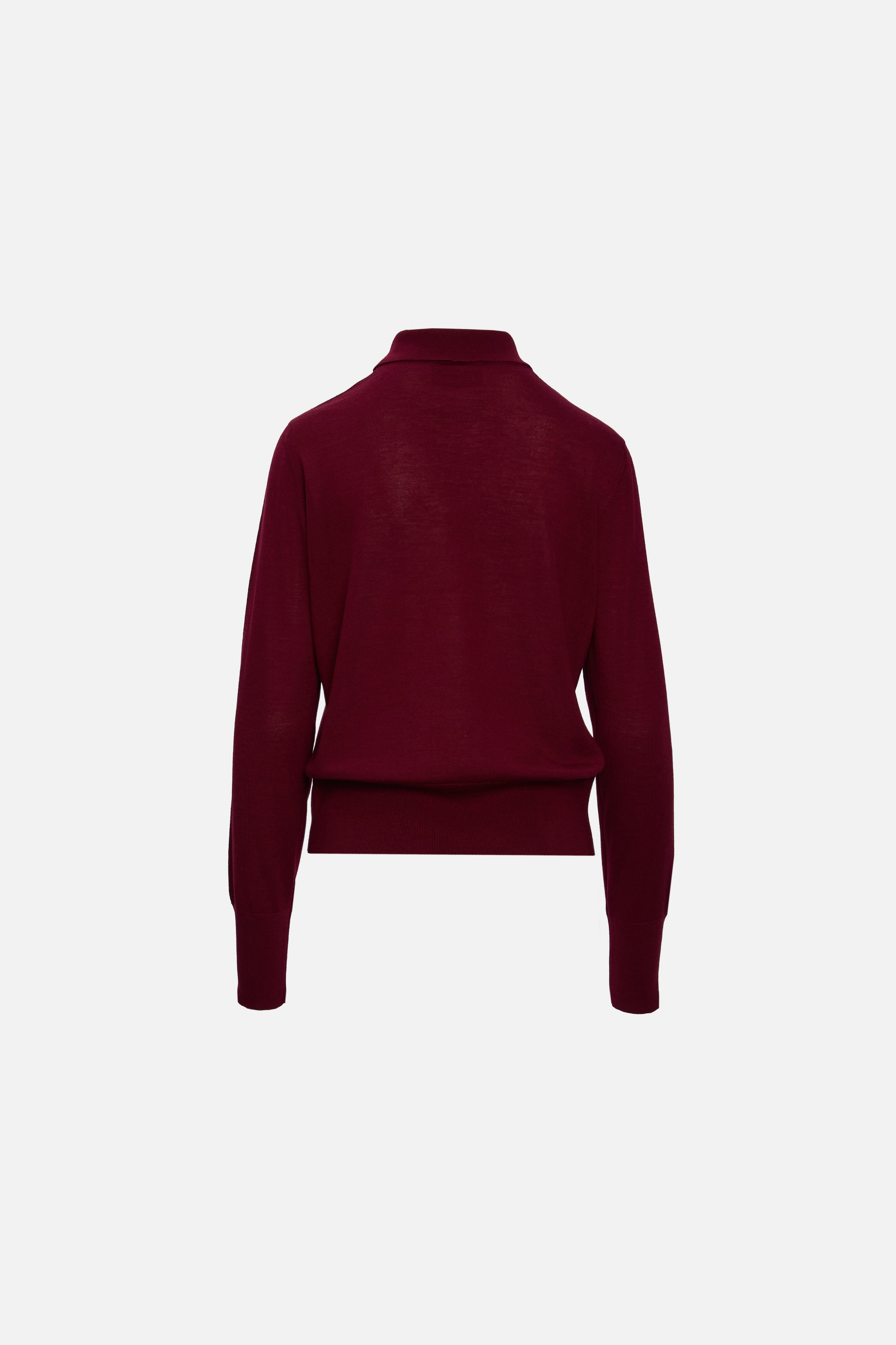 Polo burgundy din mătase, cașmir si lână