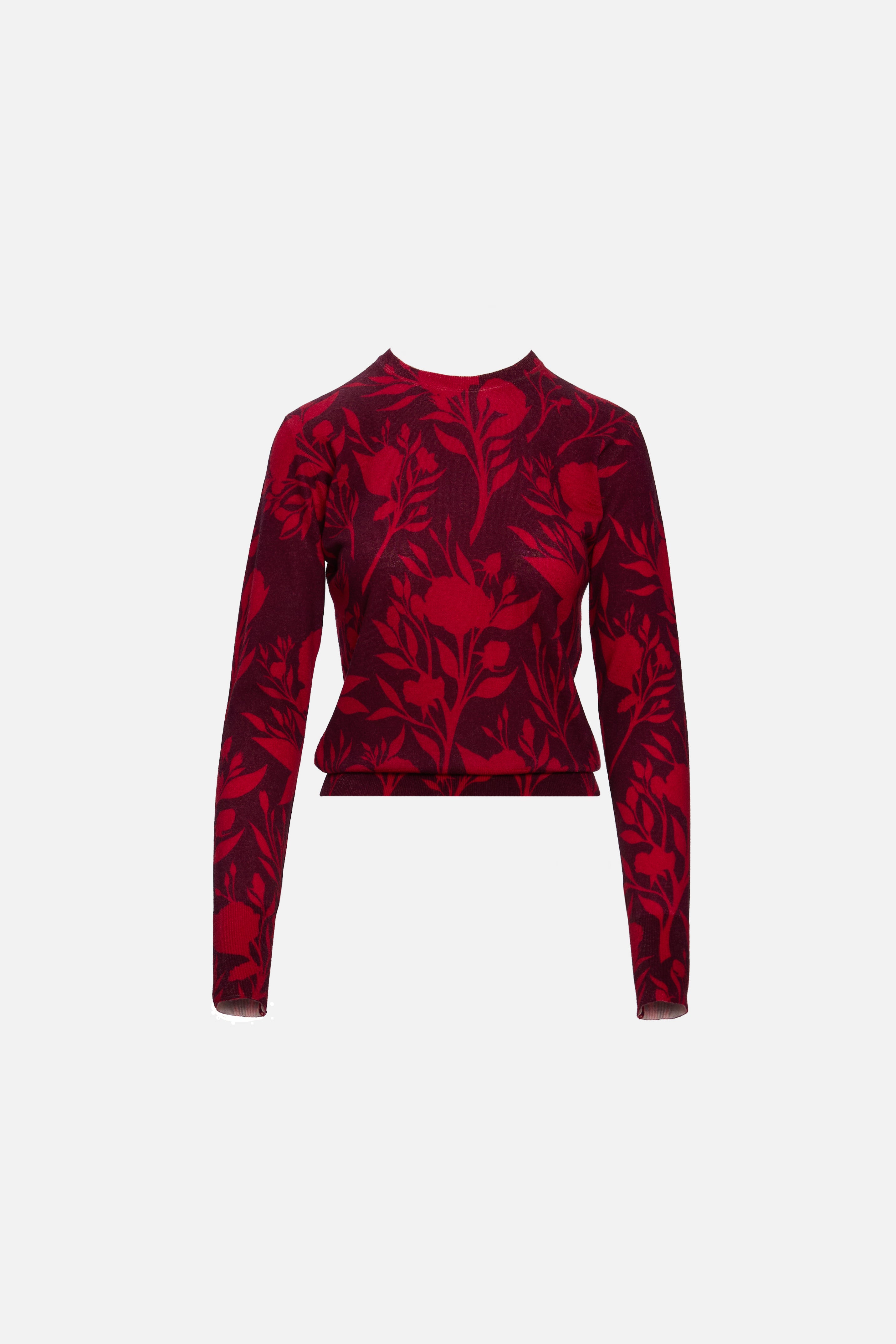 Pulover printat trandafiri burgundy