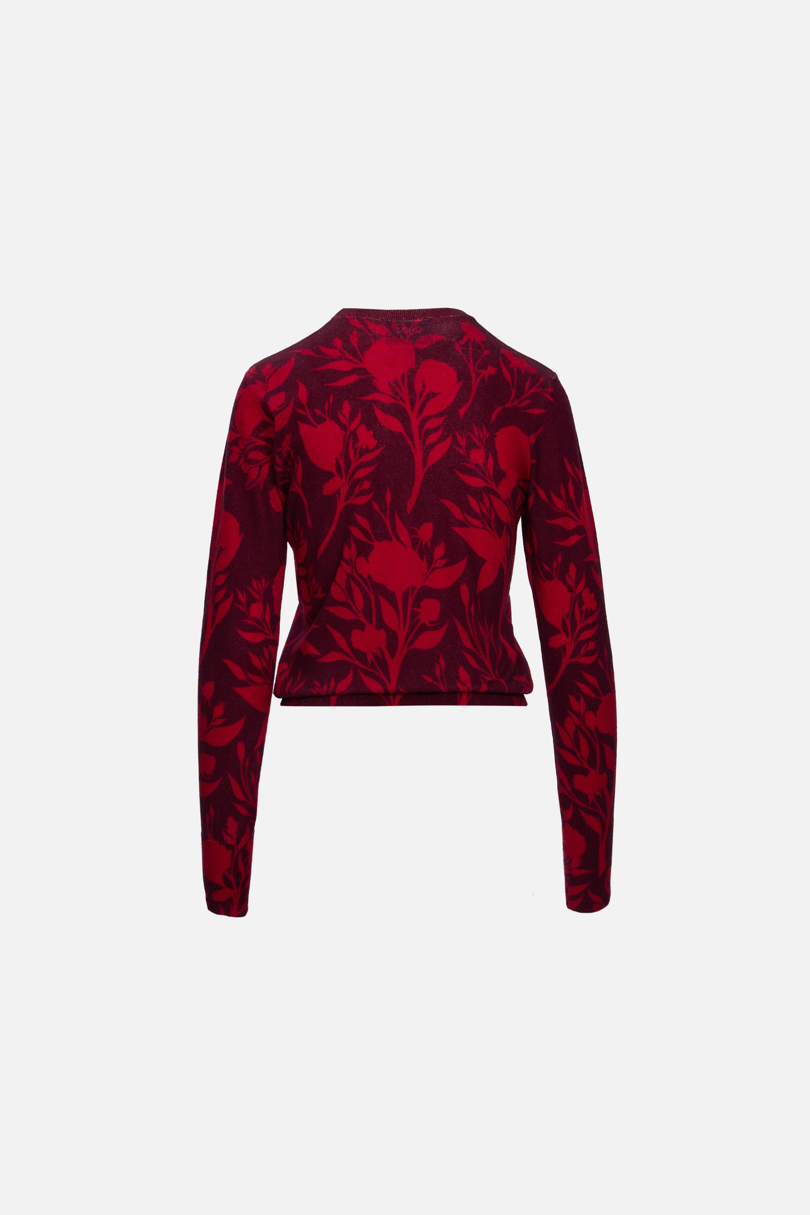 Pulover printat trandafiri burgundy