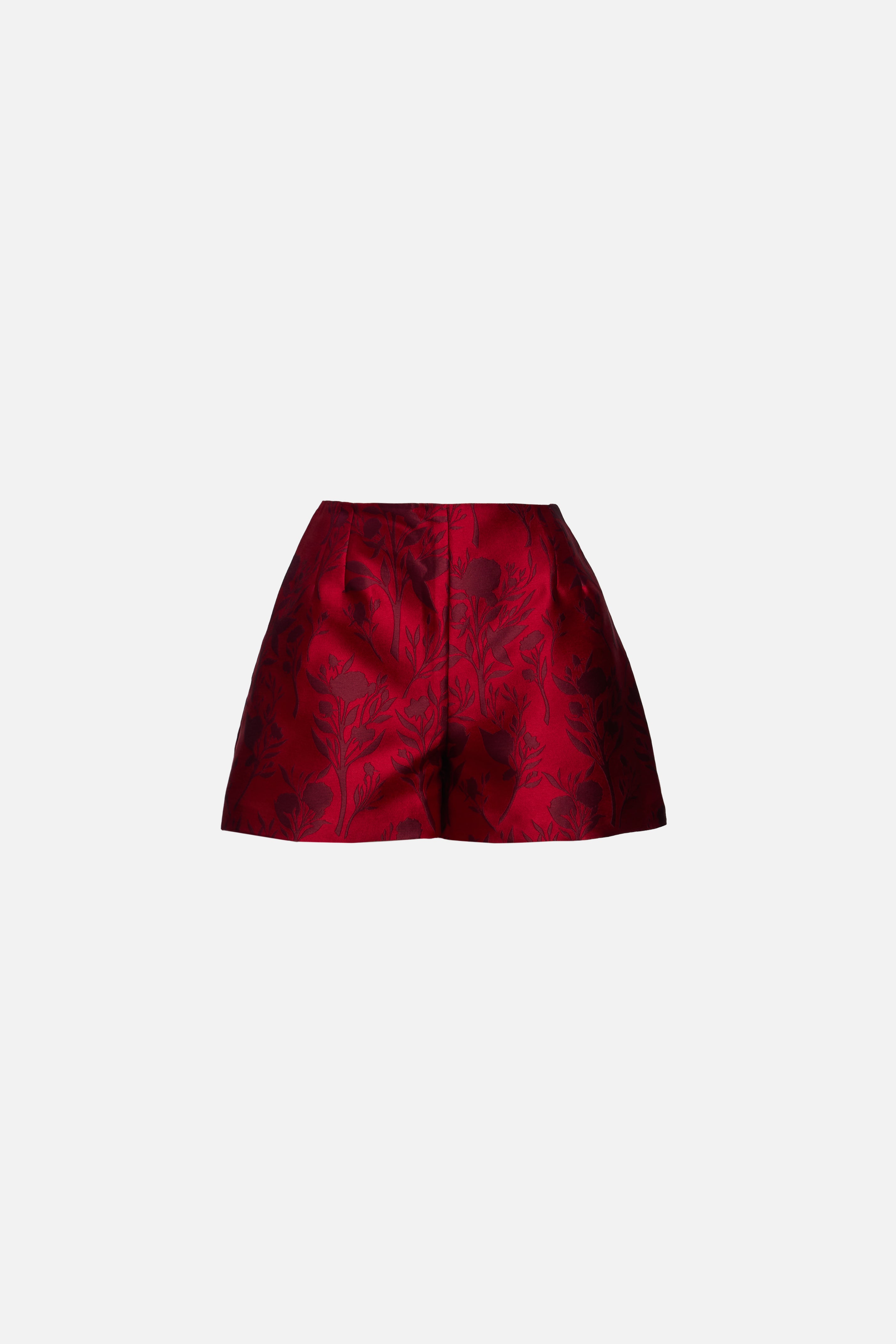 Short jacquard trandafir roșu