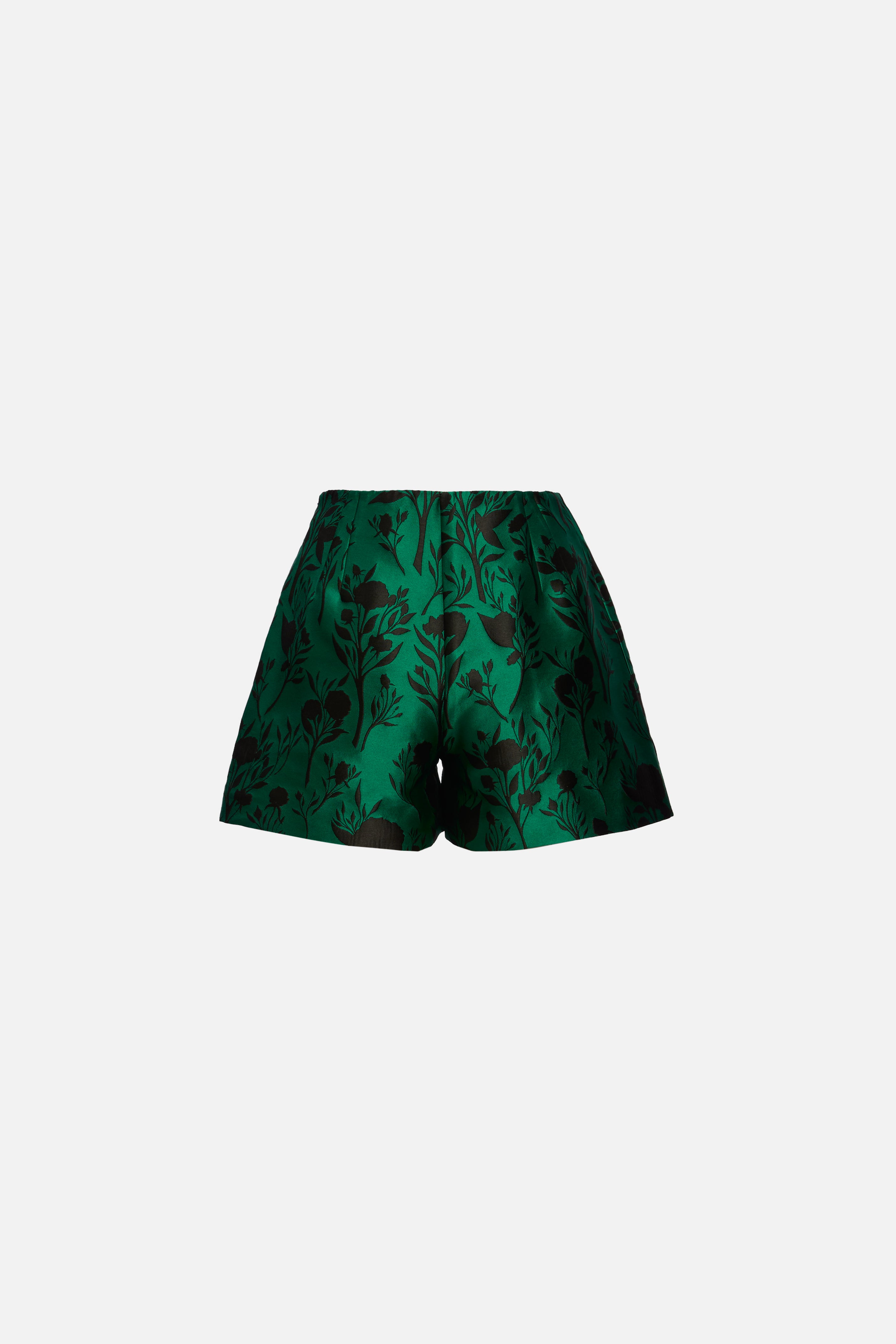 Short jacquard trandafir verde deschis