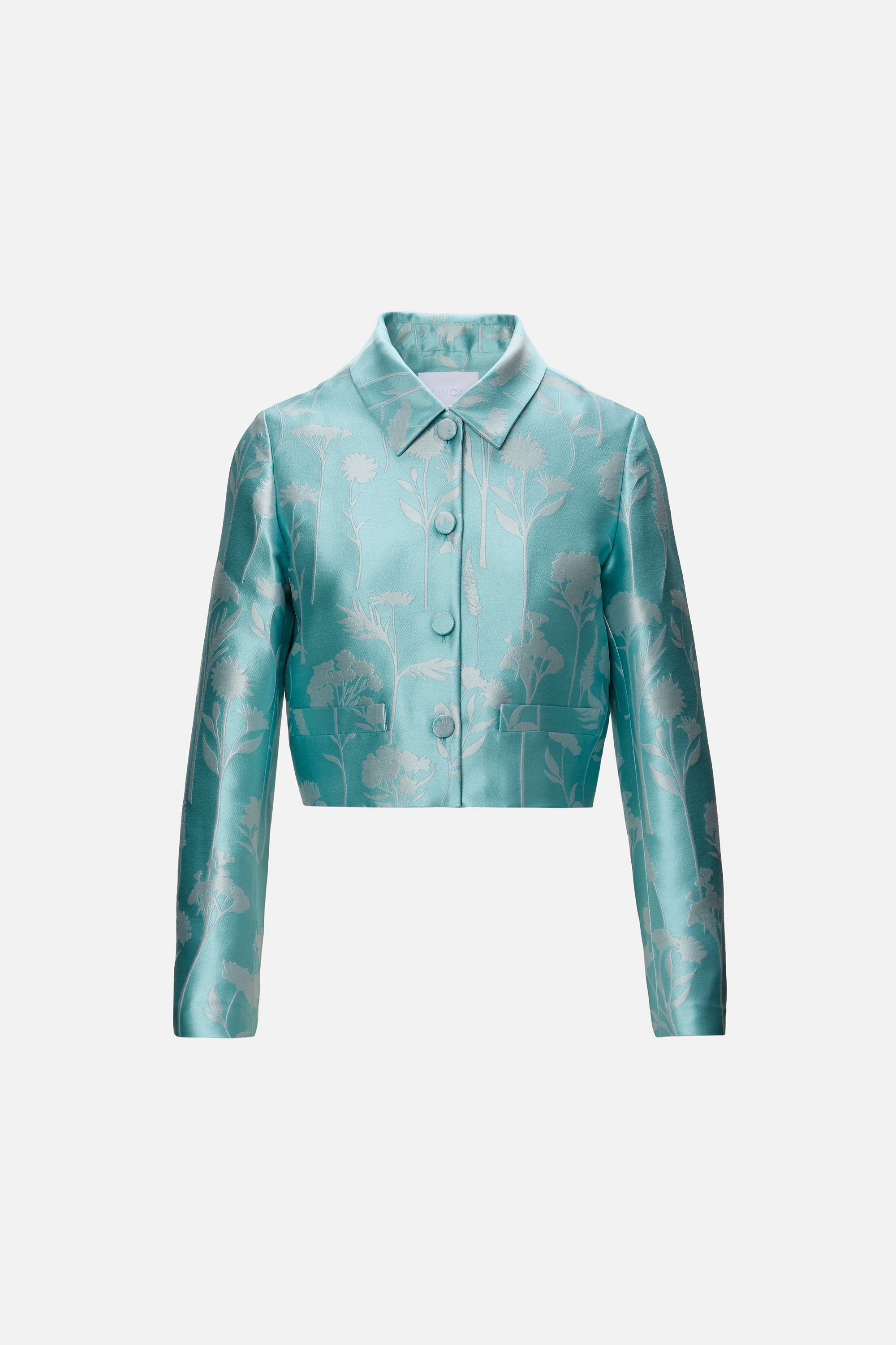 Jachetă Jacquard Florală bleu