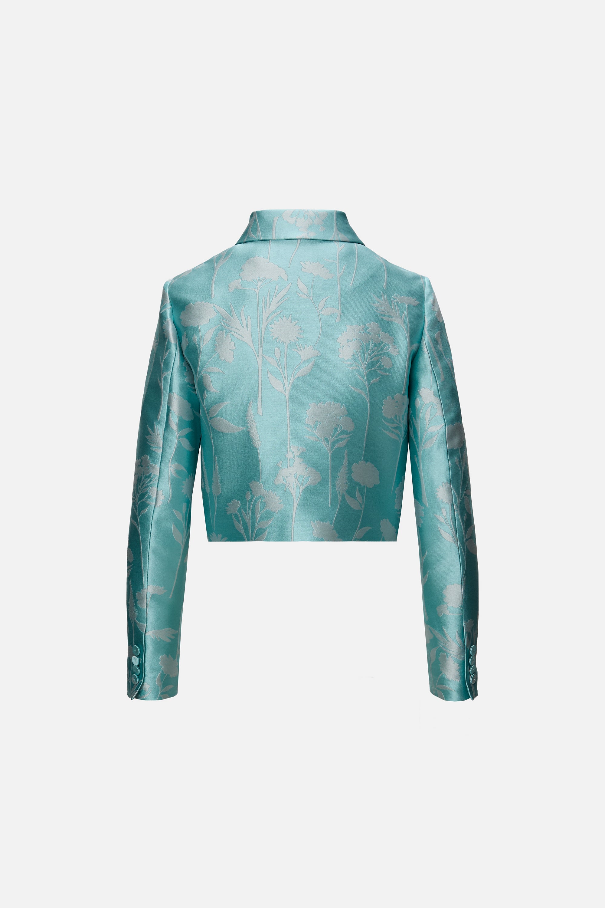 Jachetă Jacquard Florală bleu