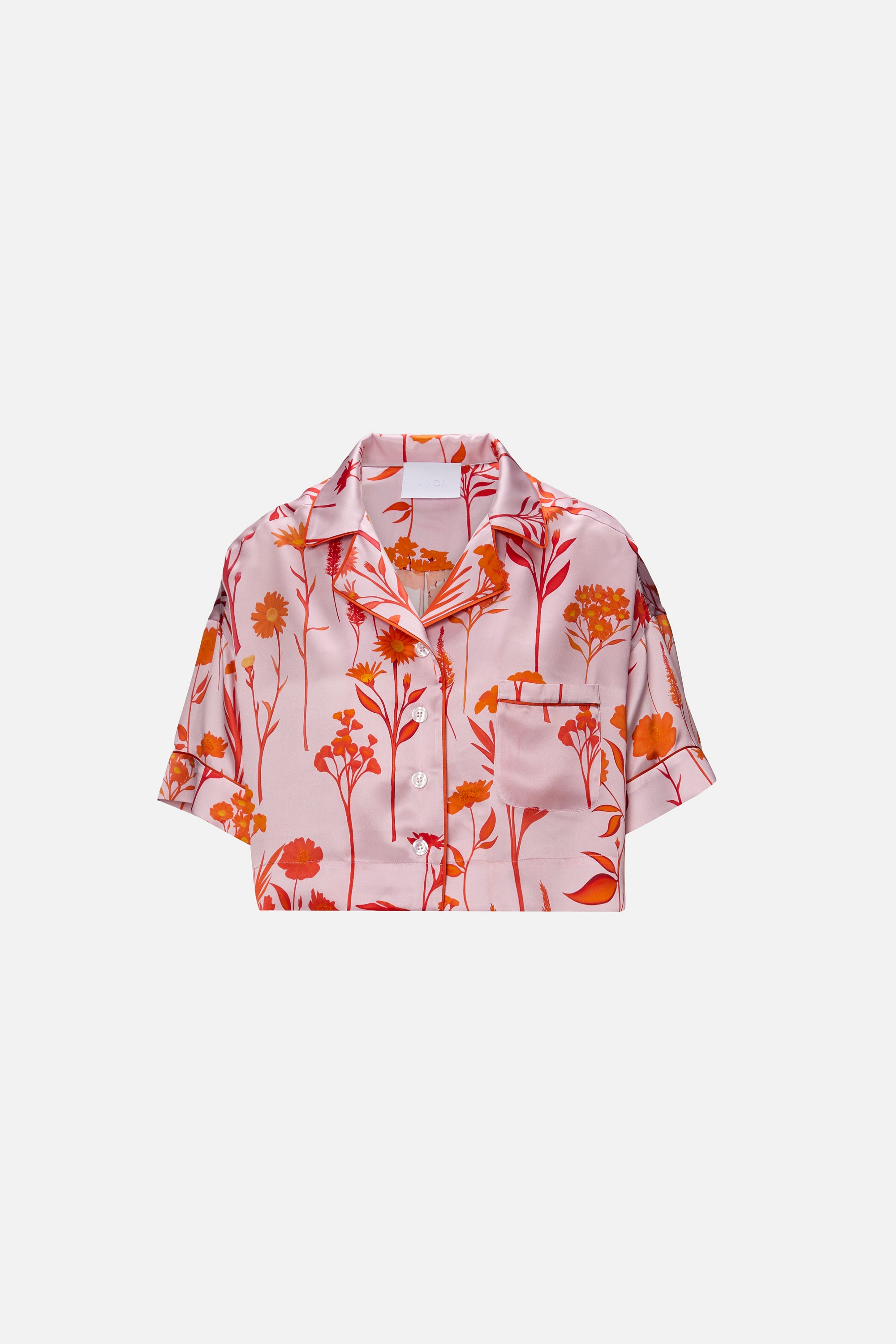 Cămașă Mătase Floral roz