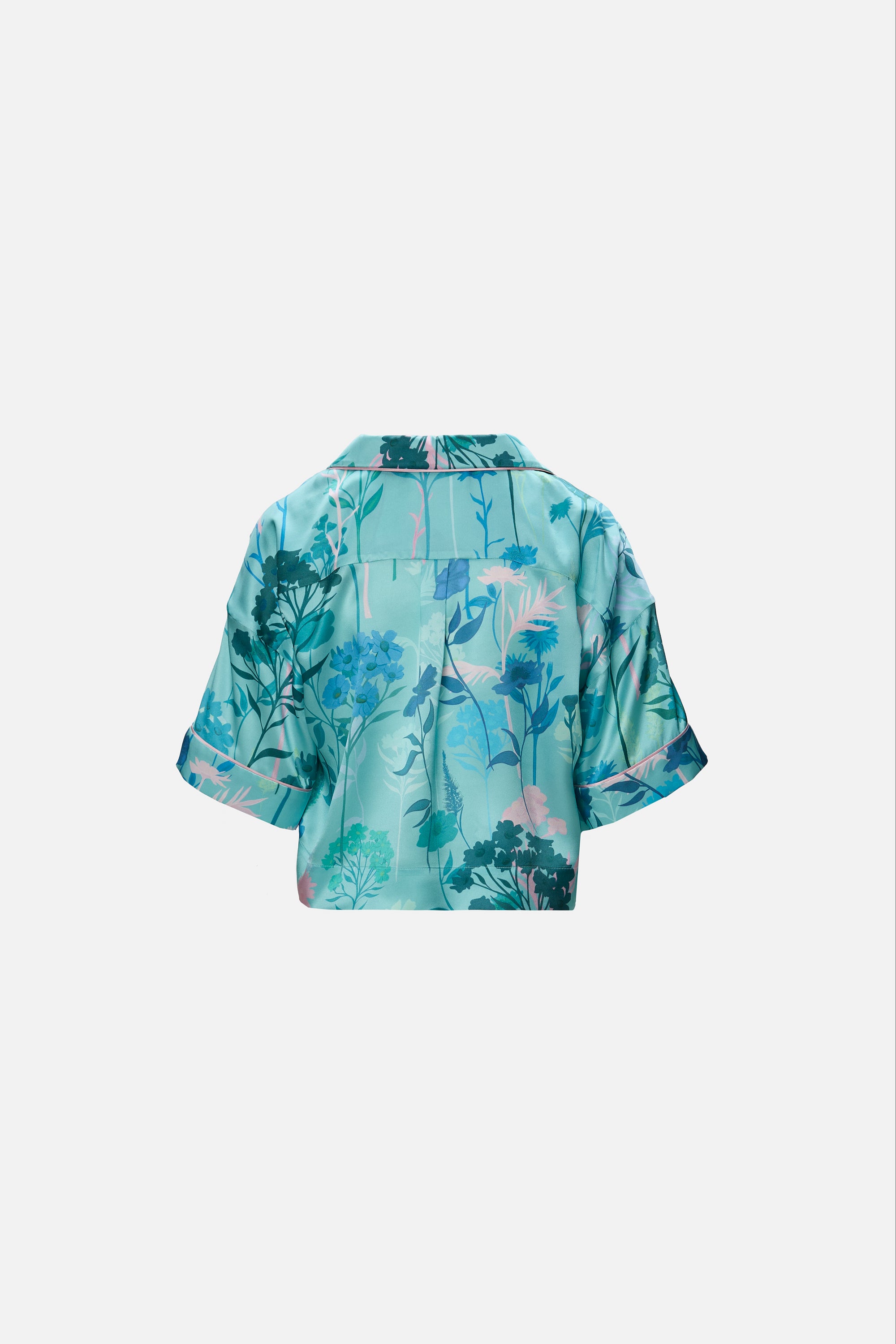 Cămașă Mătase Floral bleu