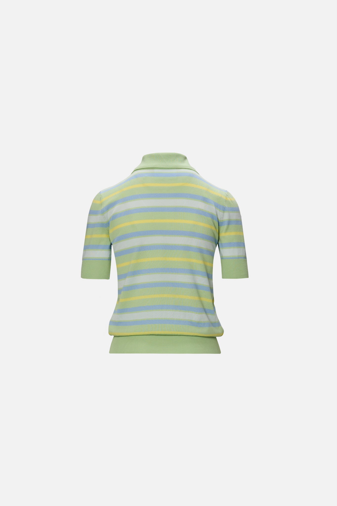Polo Tricotat cu Dungi Verde