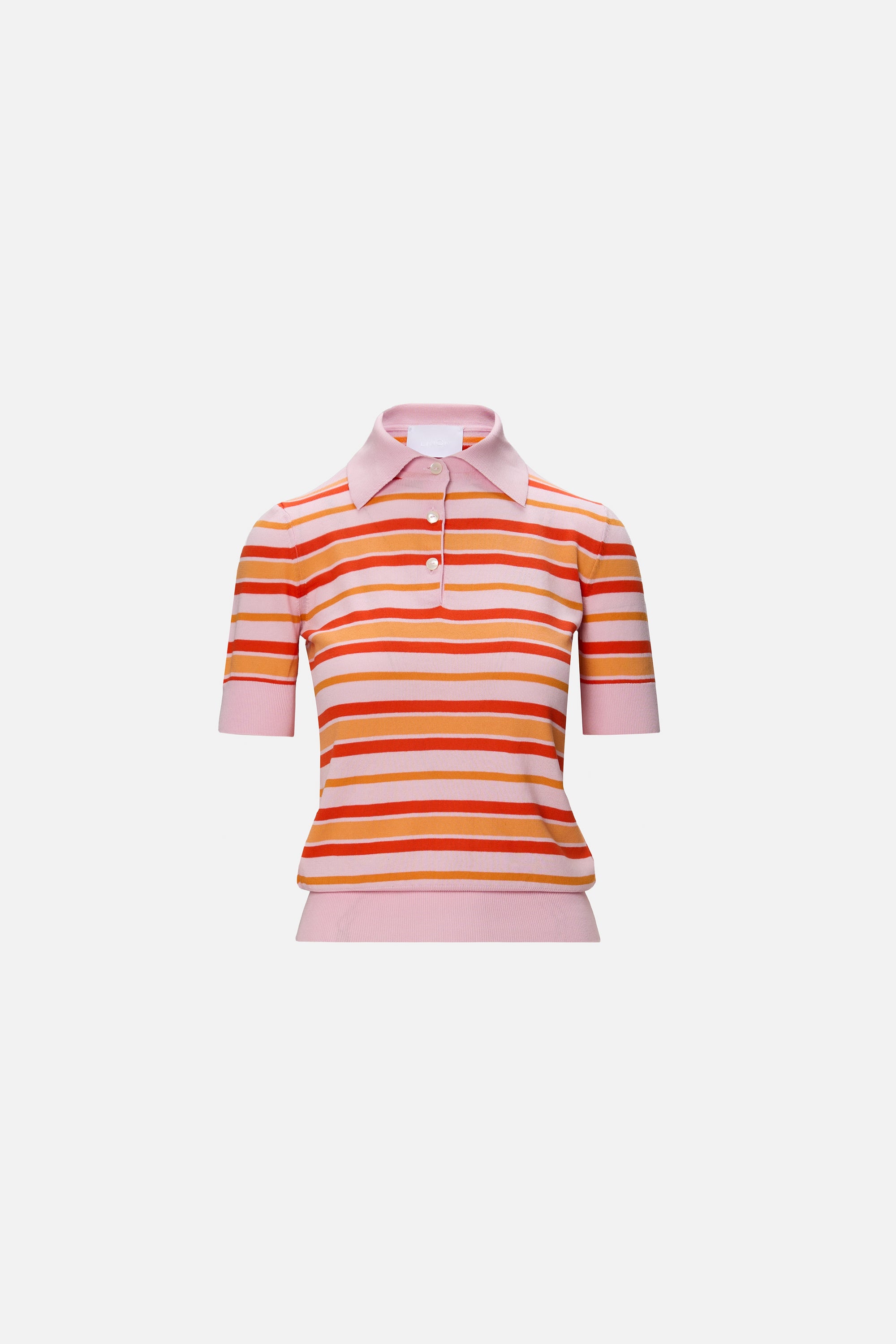 Polo Tricotat cu Dungi Roz