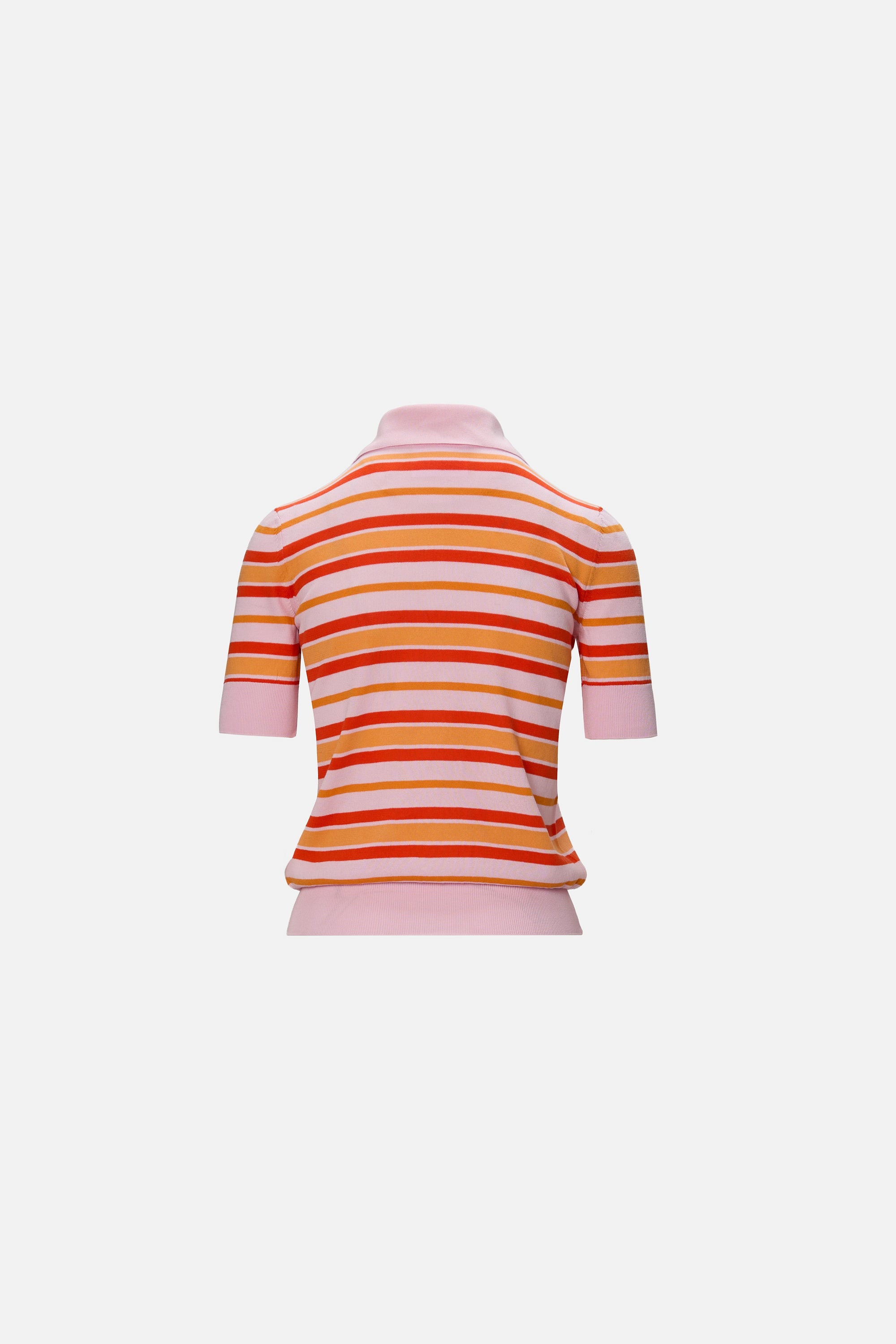 Polo Tricotat cu Dungi Roz