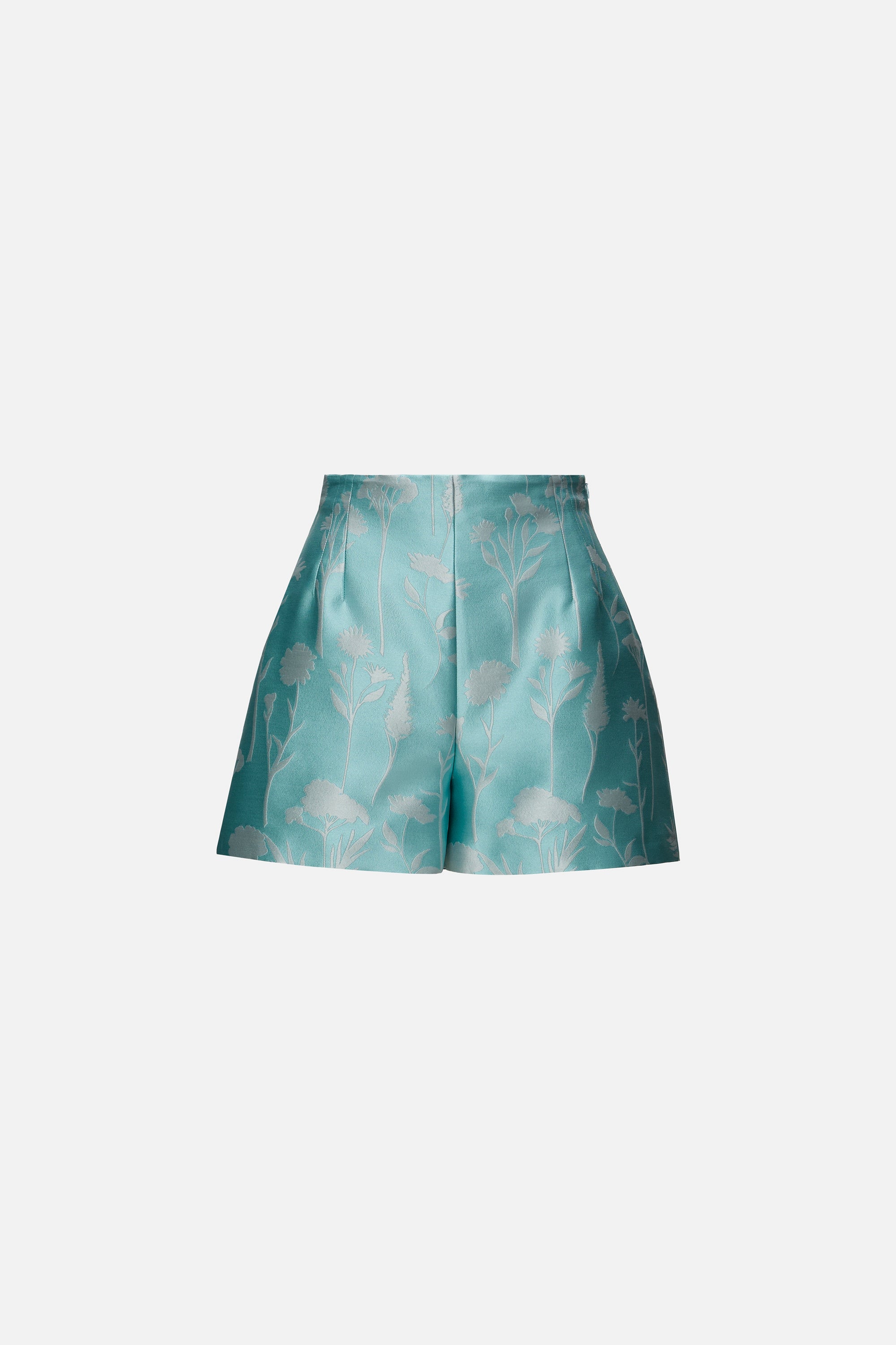 Short jacquard floral bleu
