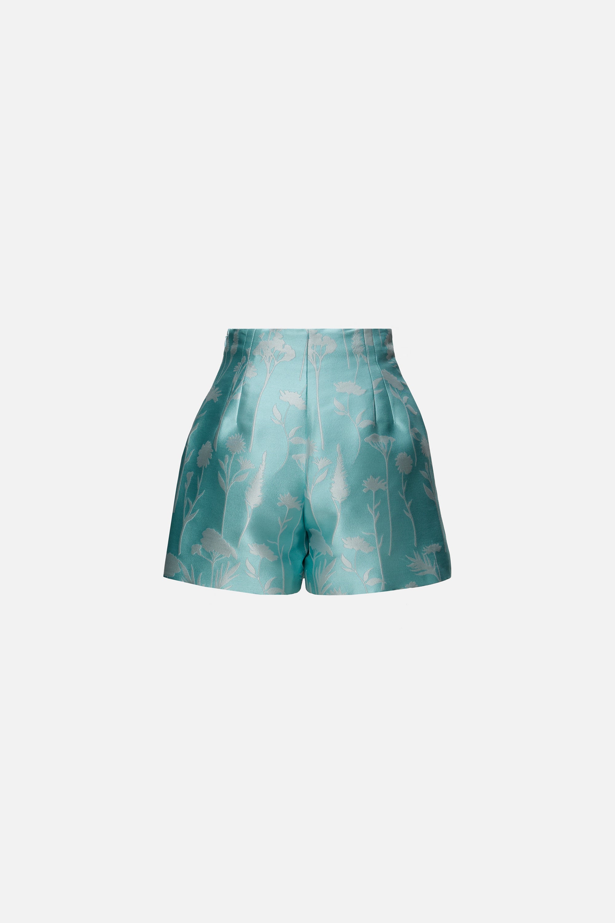 Short jacquard floral bleu