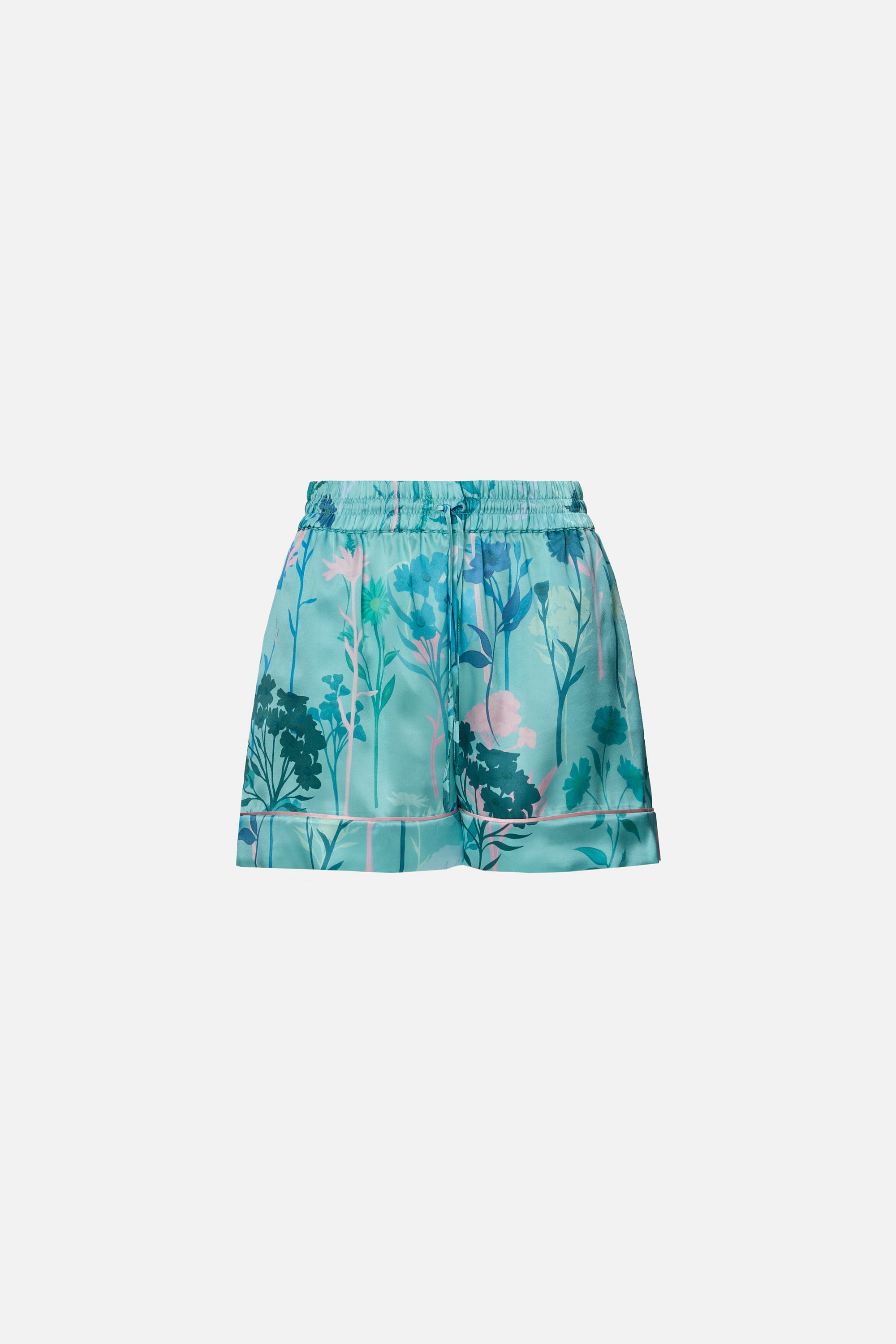 Short Mătase floral bleu
