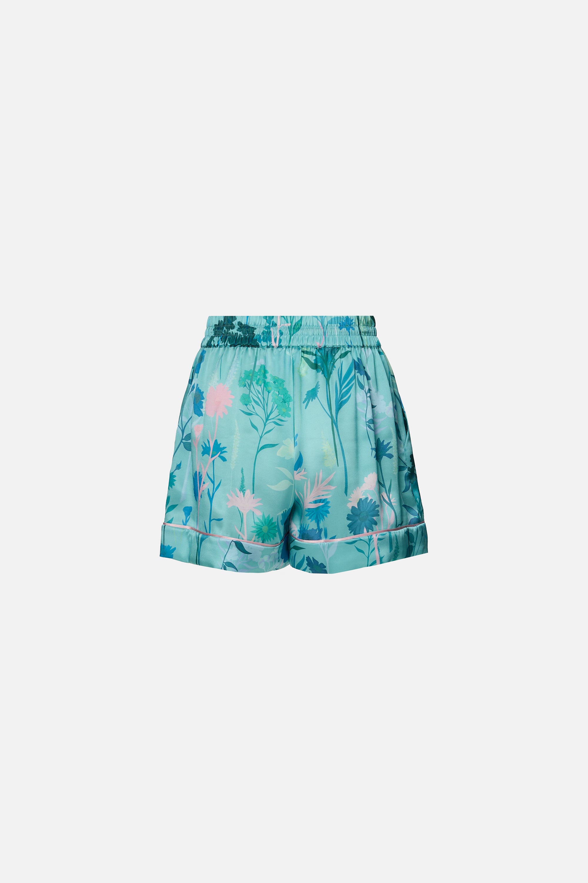 Short Mătase floral bleu