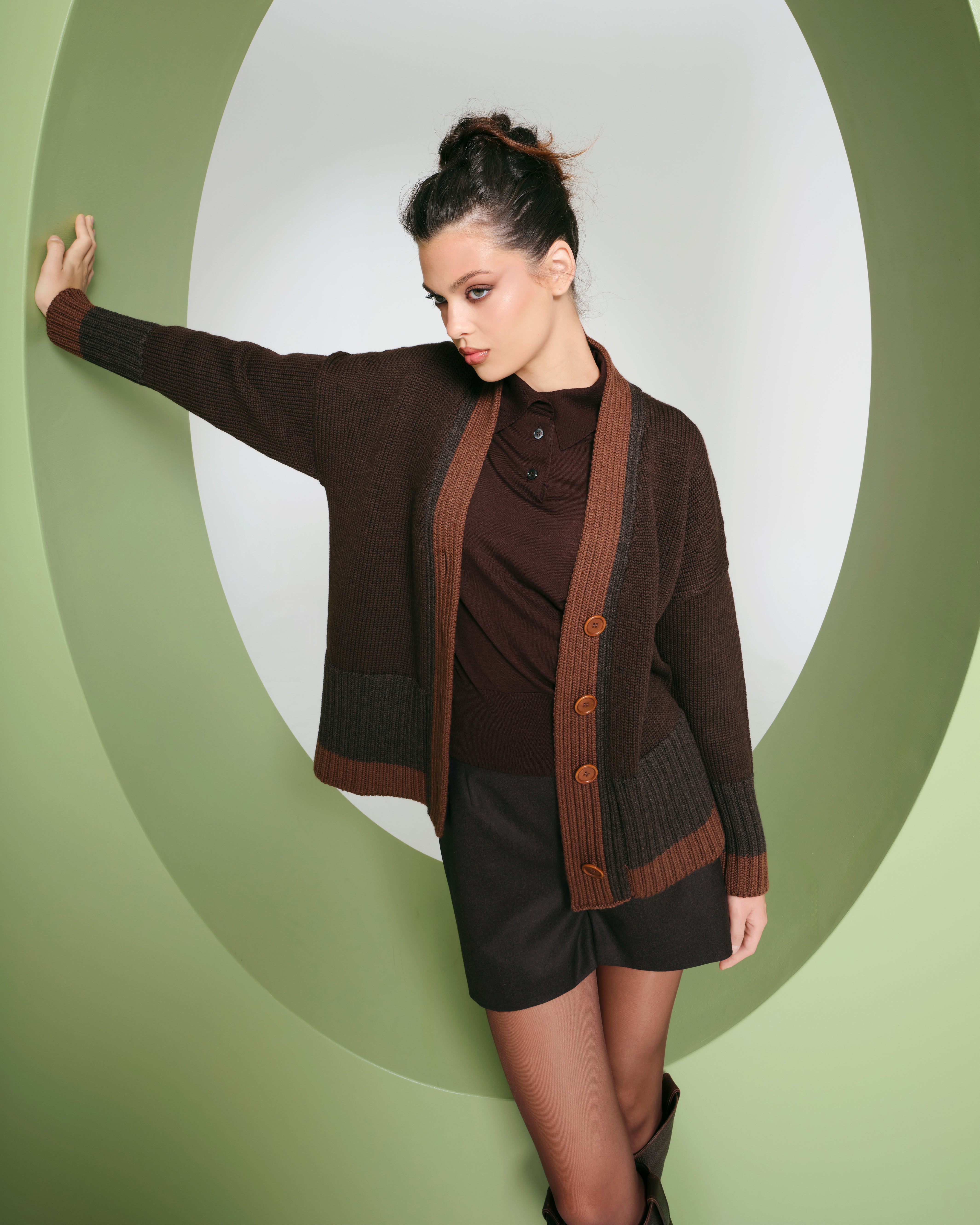 Cardigan oversized în trei tonuri de Maro