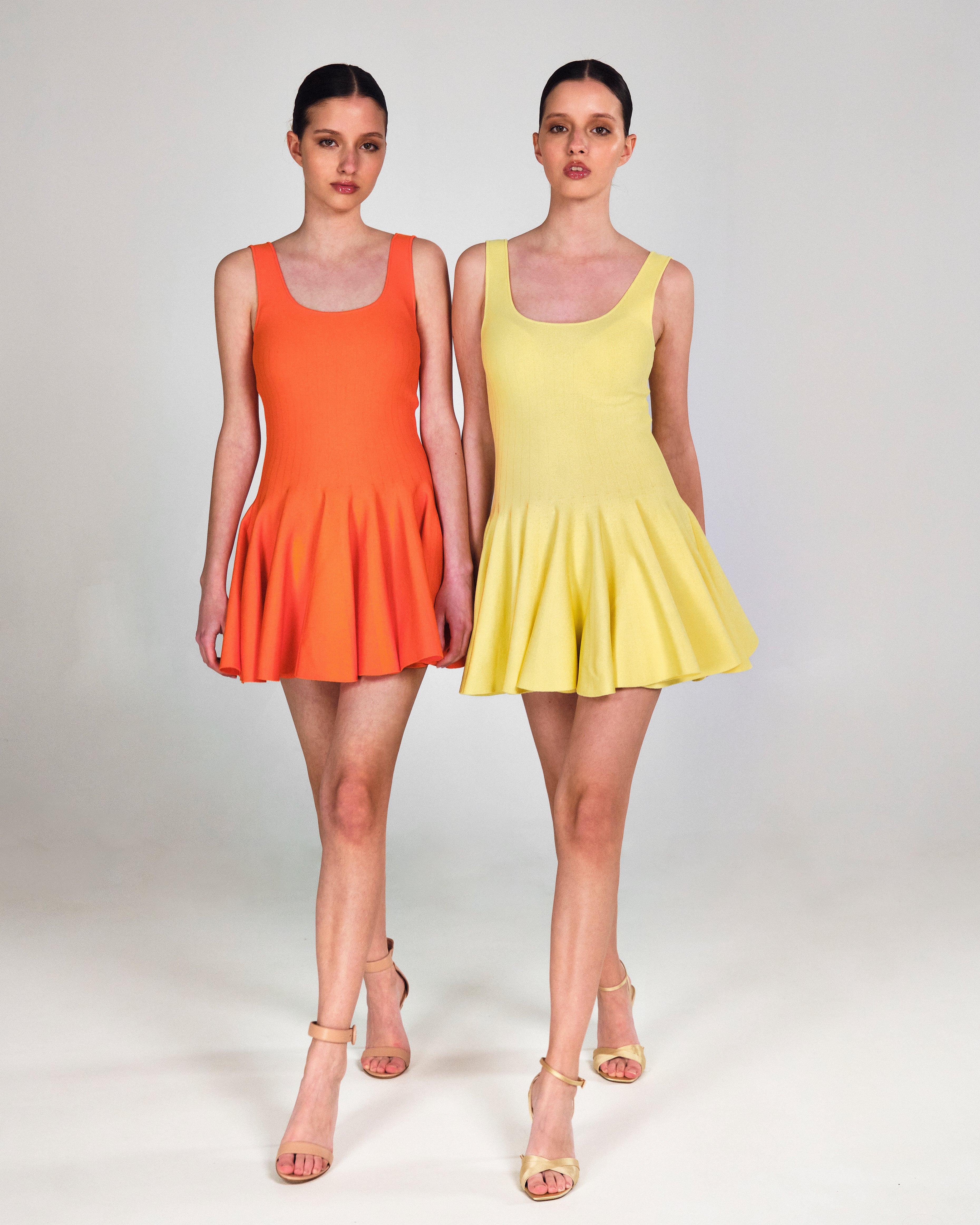 orange knitted tank dress